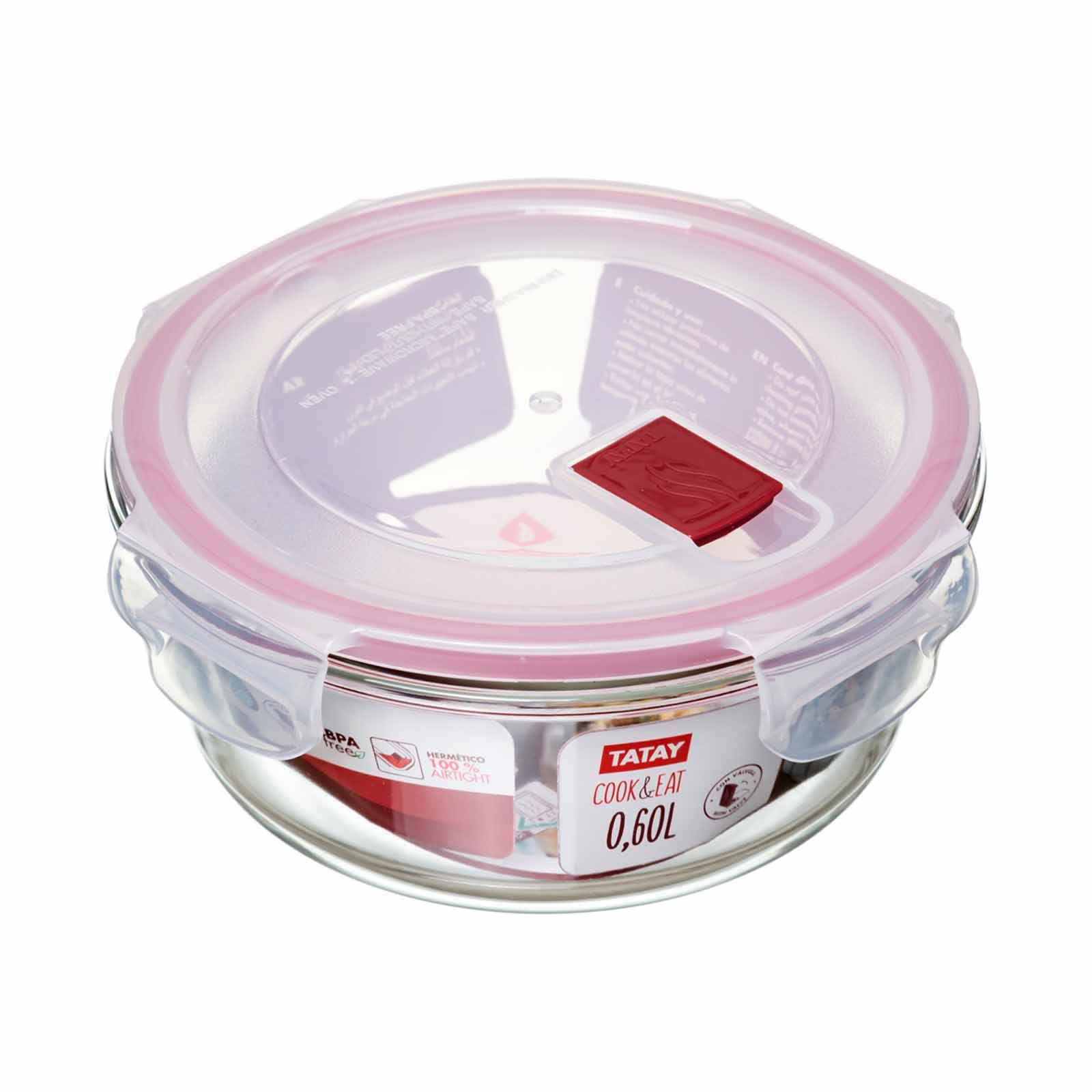 TATAY Hermetic Round Glass Cont.cook&eat 0.6l Red T1620.09-image null