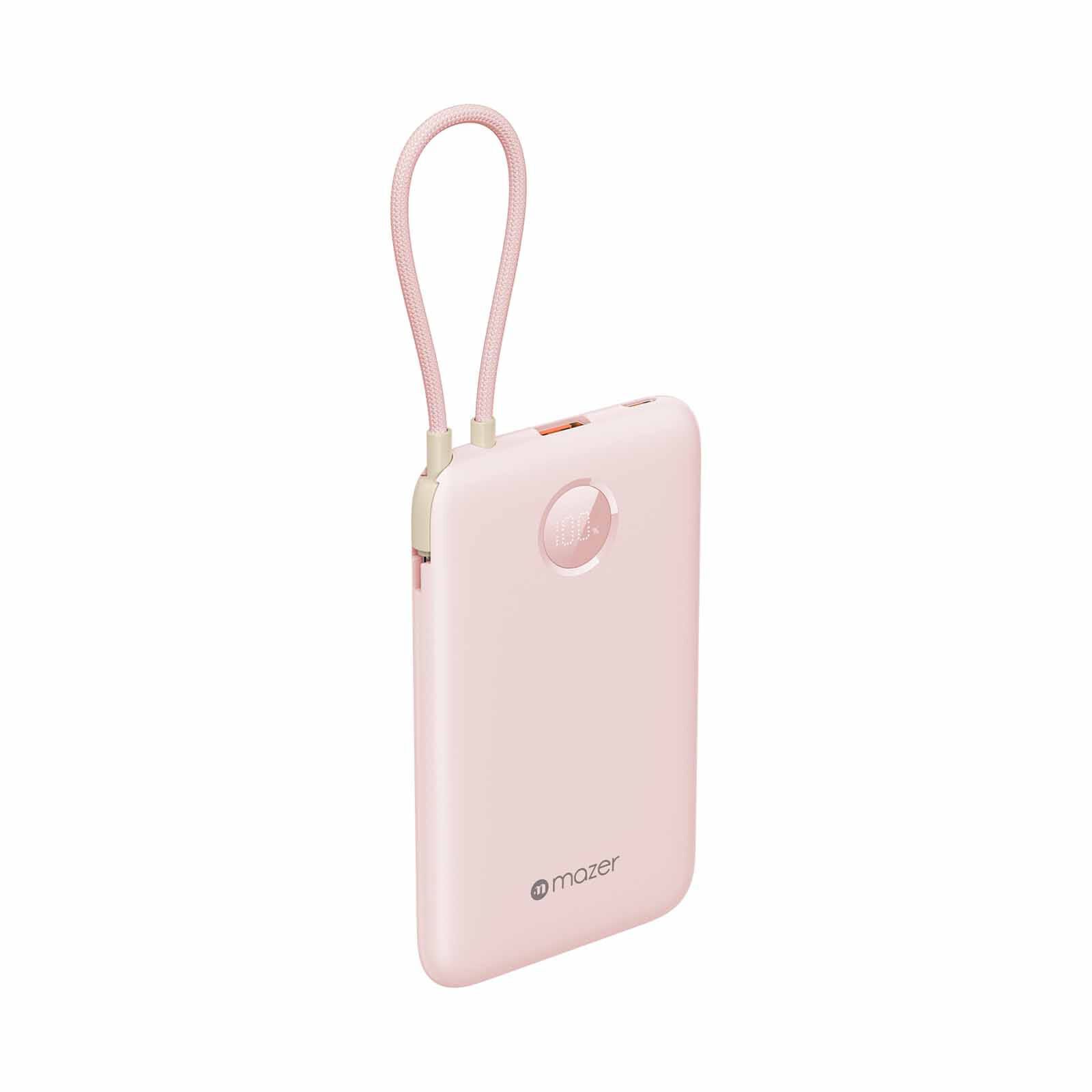 MAZER Powercharge Link 10,000mah Built-in Usb-c Cable Pd20w Power Bank-pink M-PC20LINK10V2-PK-image 5