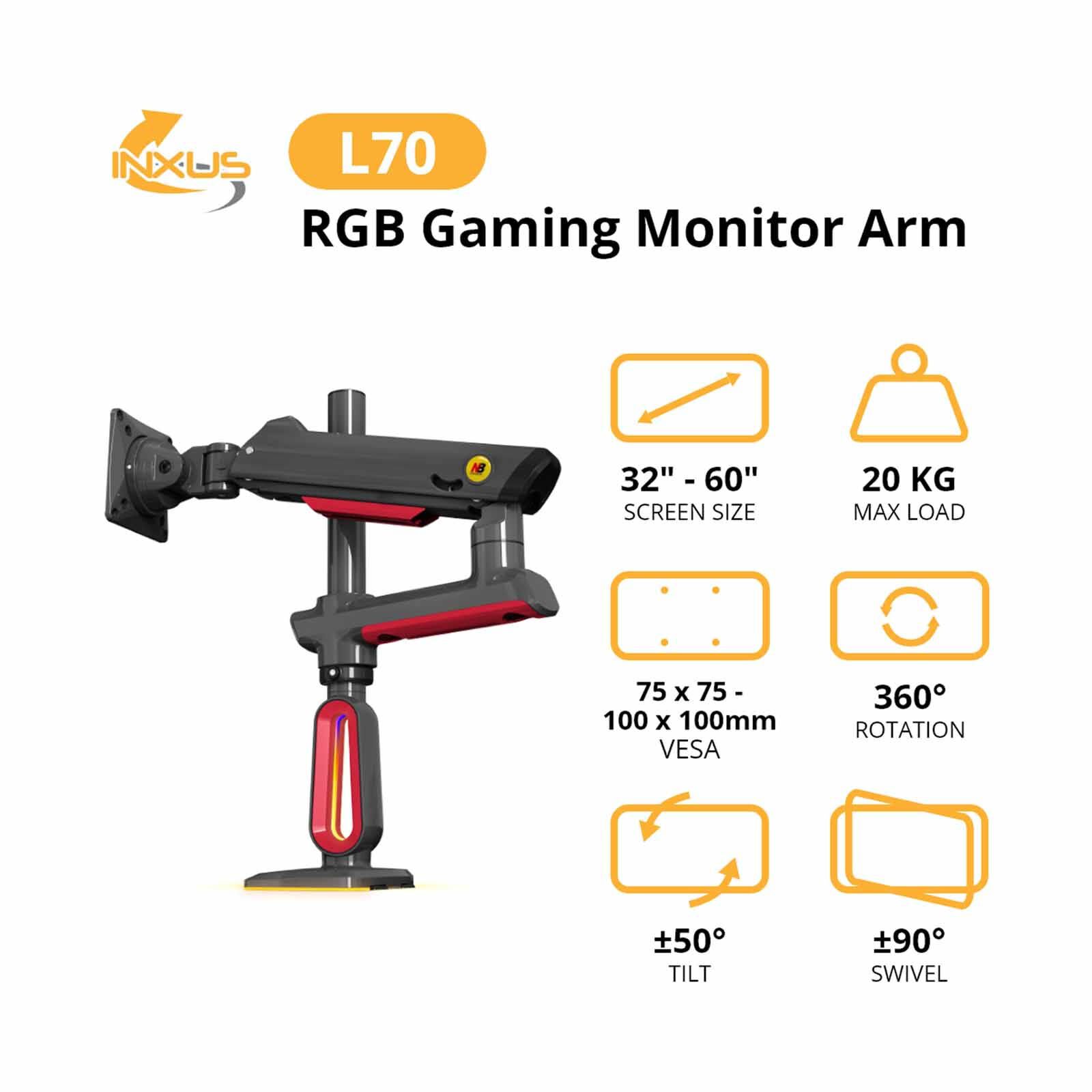 NORTHBAYOU L70 Gaming Monitor Arm Red L70 RED-image 2