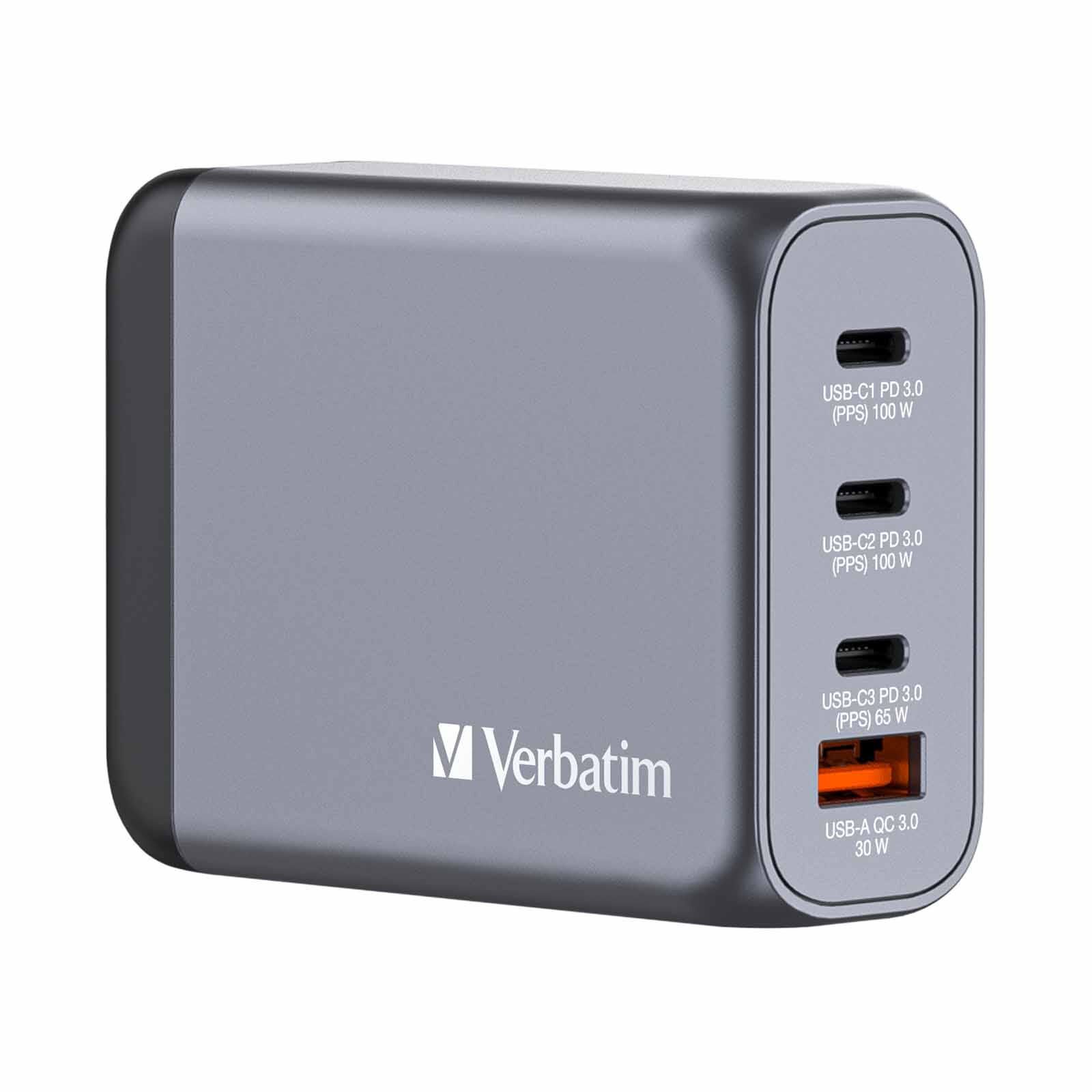 VERBATIM Gan Charger 4 Port 100w Usb A/c (eu/uk/us) VM32202-image 1