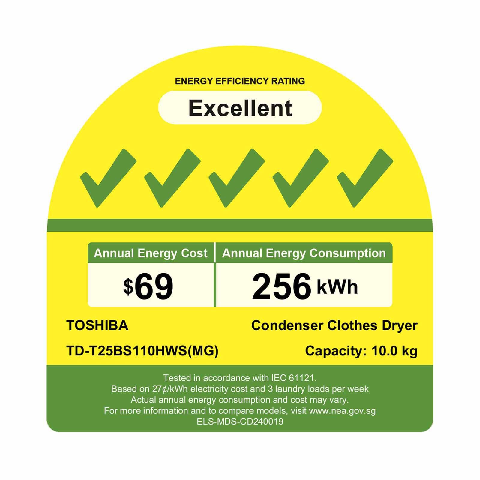 TOSHIBA Heat Pump Dryer (10kg) TD-T25BS110HWS(MG)-image 2