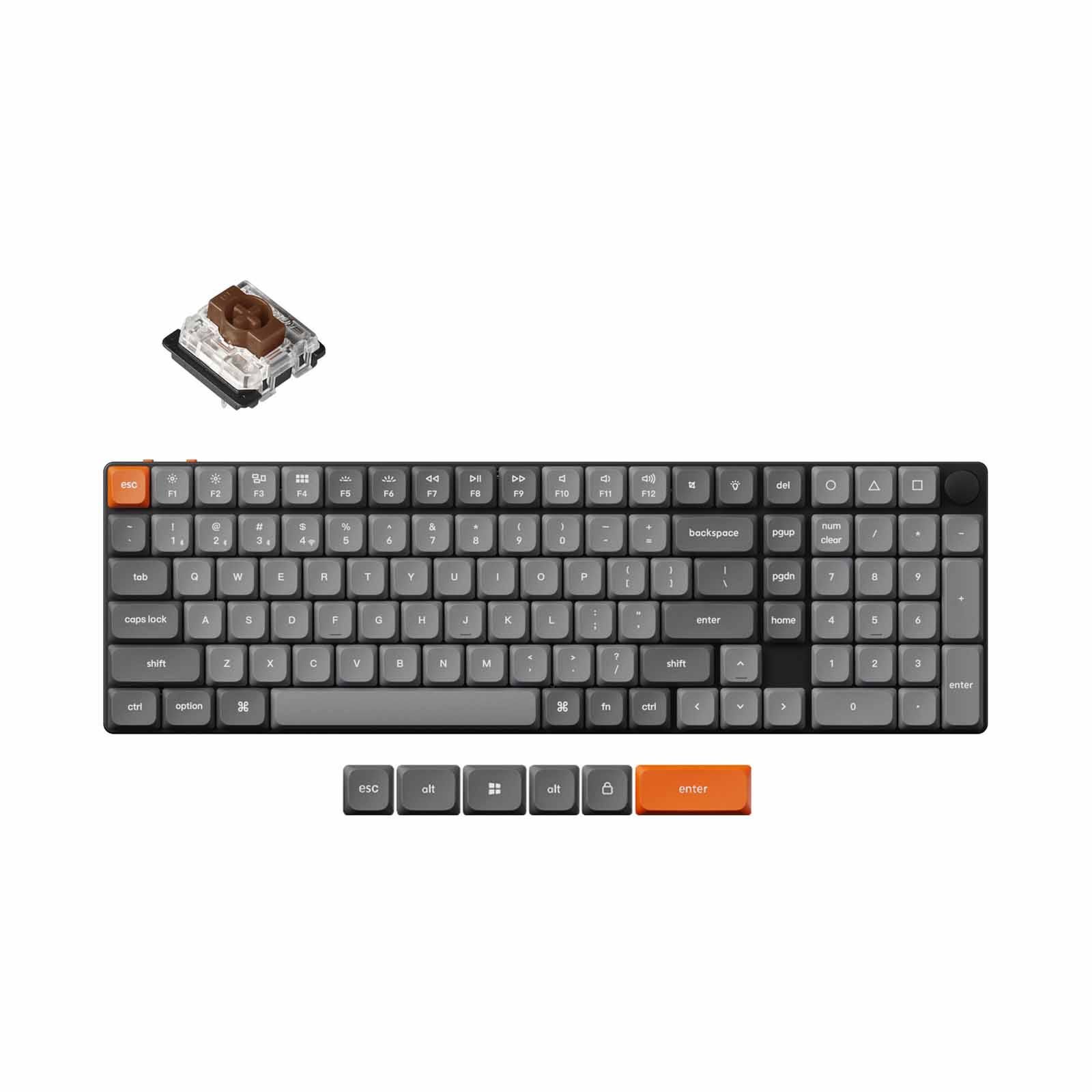 KEYCHRON K17 Max Qmk Wireless Custom Mechanical Keyboard, 96% 100 Key, Knob, Brown Switch, Rgb Backlight, Hot KYCN-K17M-H3