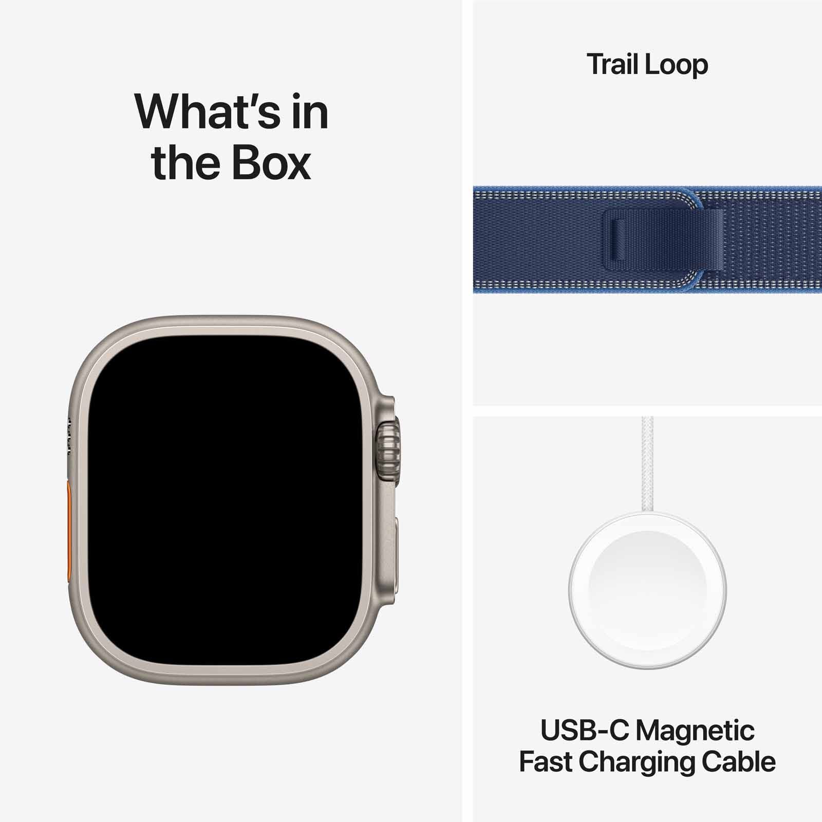 APPLE Watch Ultra 3 Gps + Cellular 49mm Natural Titanium Case With Blue/bright Blue Trail Loop - S/m MEWR4X/A-image 7