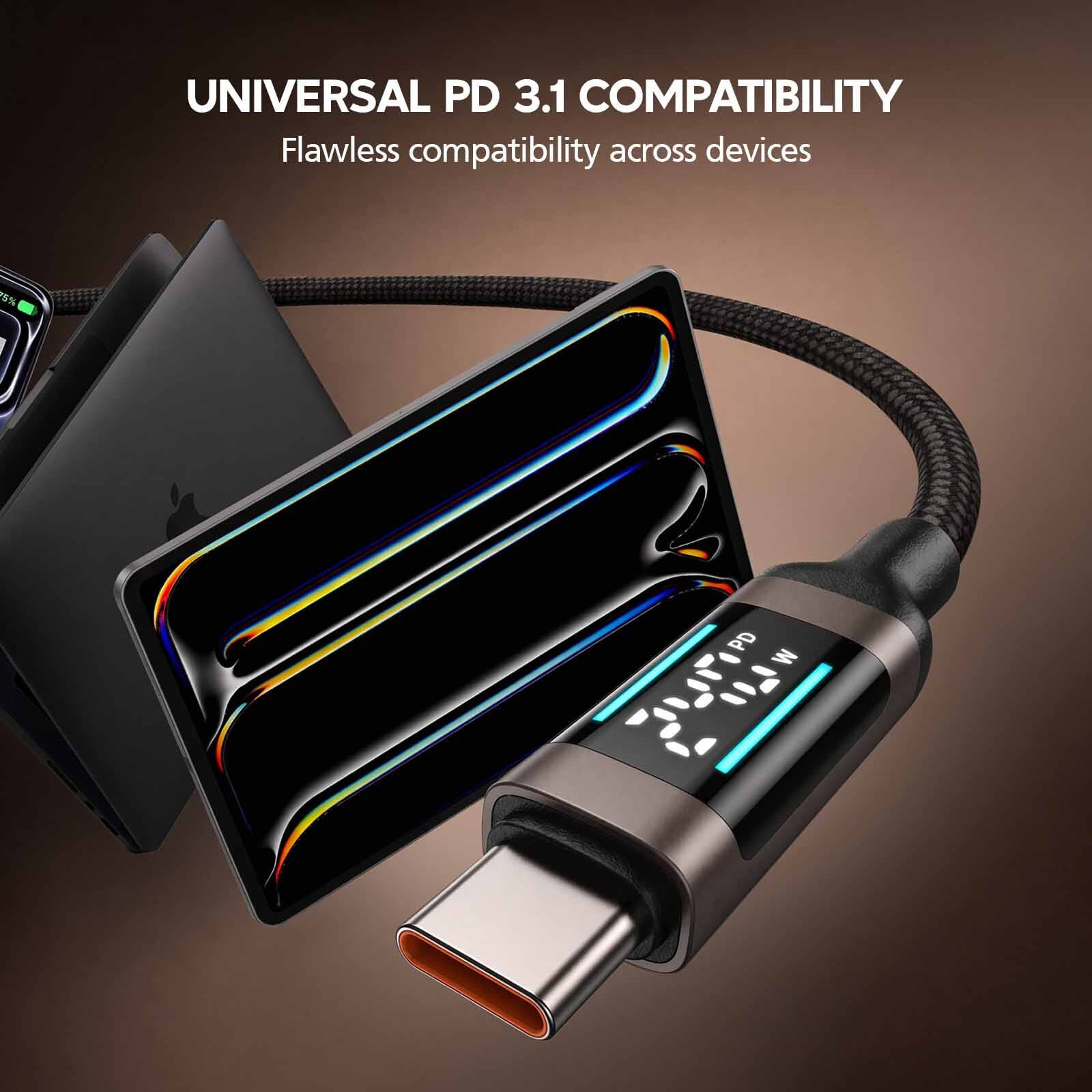 MICROPACK 240w Soft Braided Usb-c Fast Charging Cable - Black MC-C240-BK-image 4