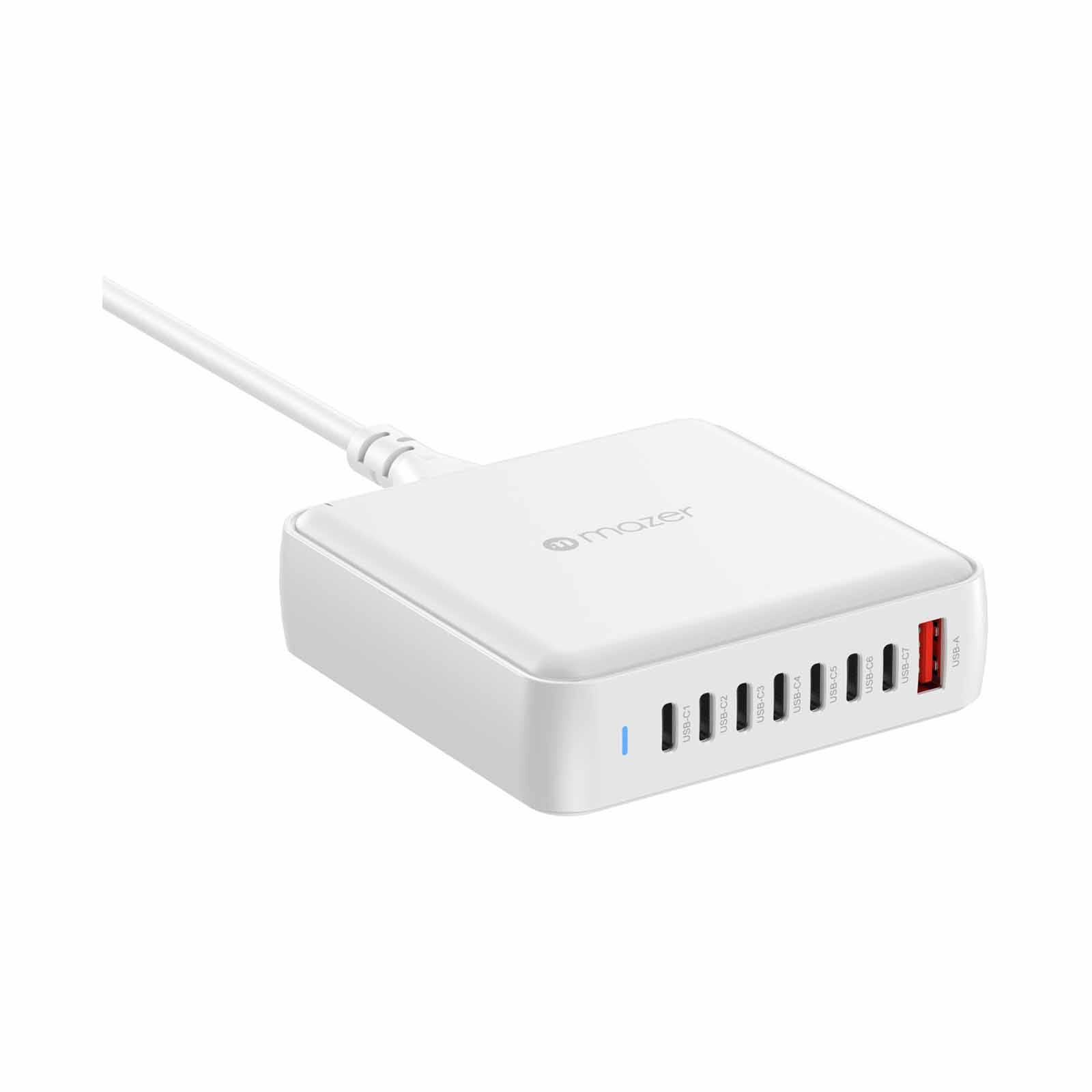 MAZER Ganprestige Uk Pd170w 8ports (7c1a) Desktop Charger With 1.5m Power Cable-white M-D170W-V5-WH-image 4