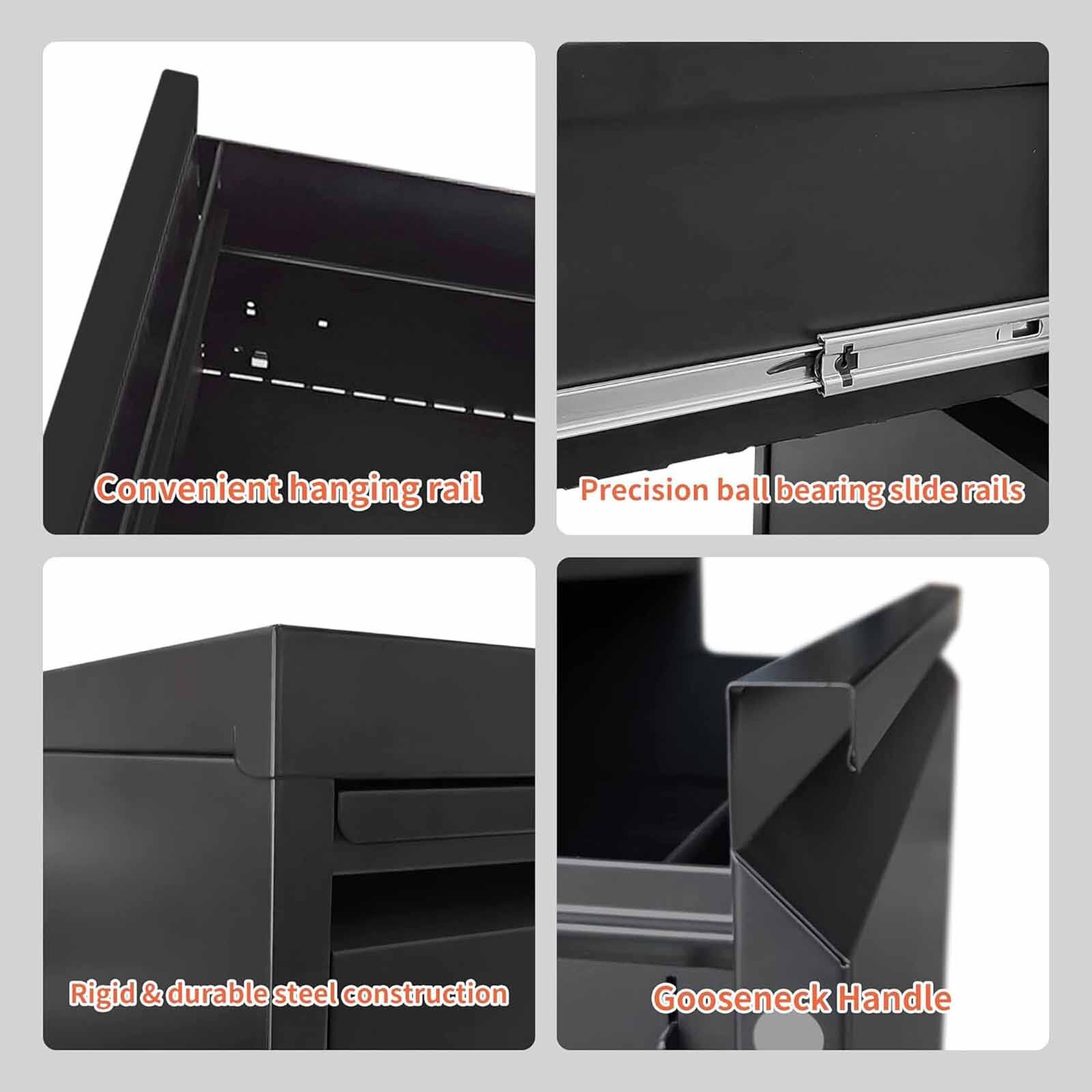 STEELCRAFT Filex 3 Drawer Filing Cabinet Black38 X45x 103 H FILEX-image 7
