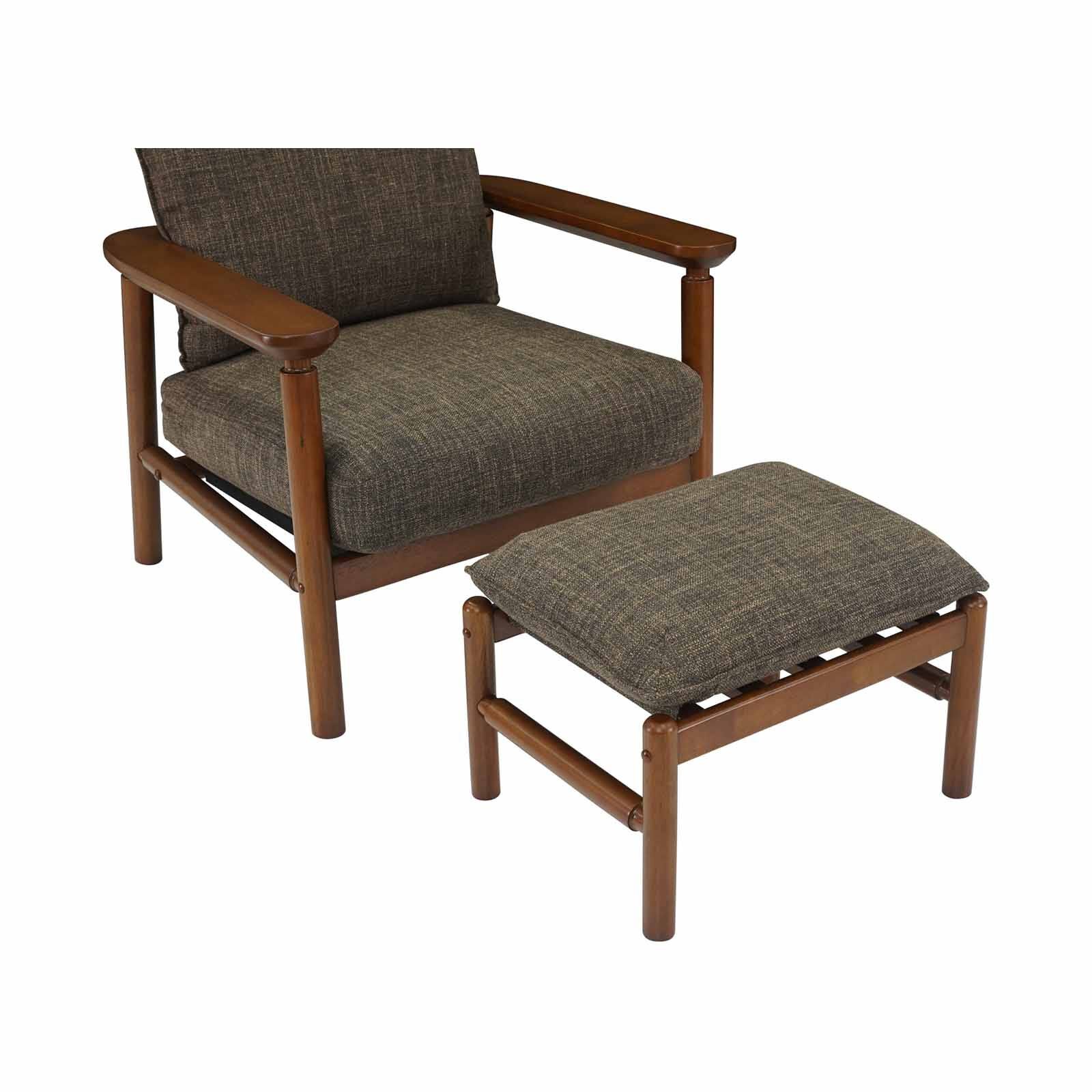 MUZE 1 Seater+ottoman Sofa (fab) Brown Fabric Sofa MERU-image 8