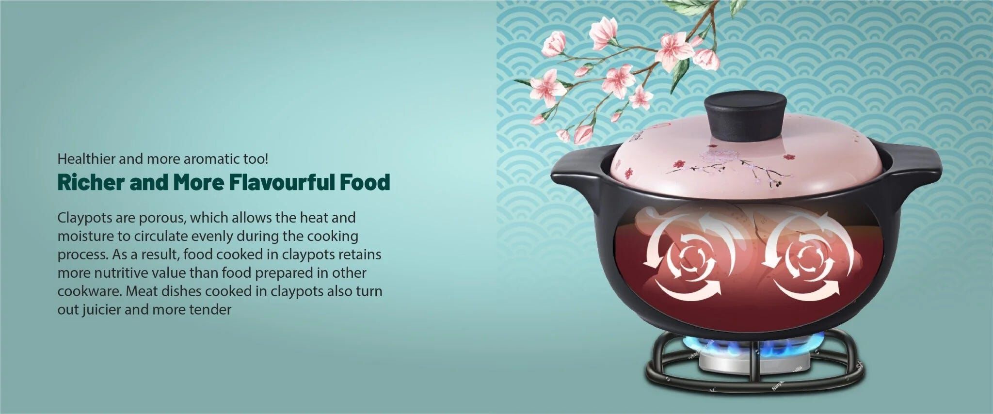 LA GOURMET Truly Oriental 4l Toughened Claypot &ndash; Blue/black LGTO403285-image 8