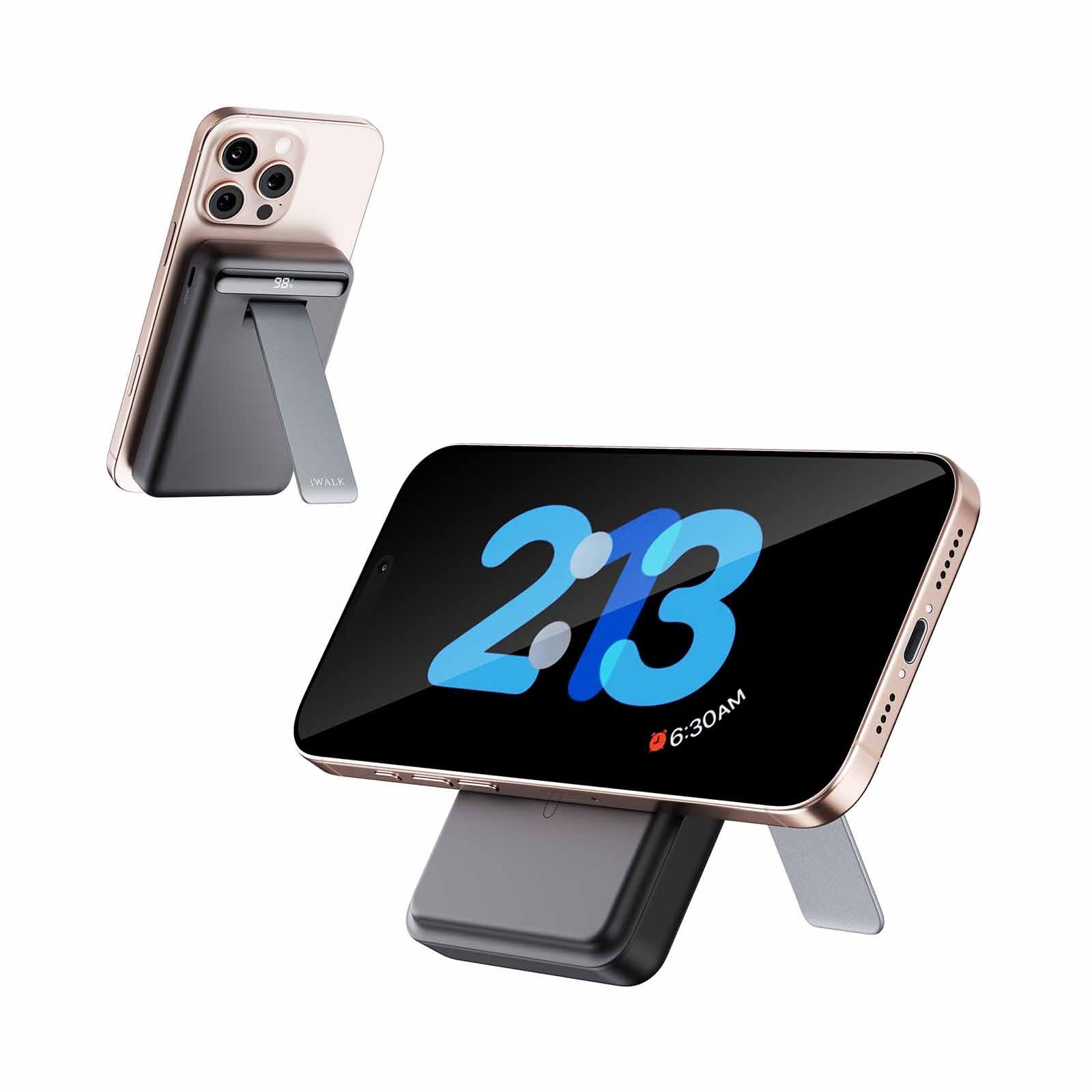IWALK Powerstand 10000mah Qi2 Magnetic Wireless Fast Charger With Multi-angle Adjustable Stand Black MXB014-001A-image 3