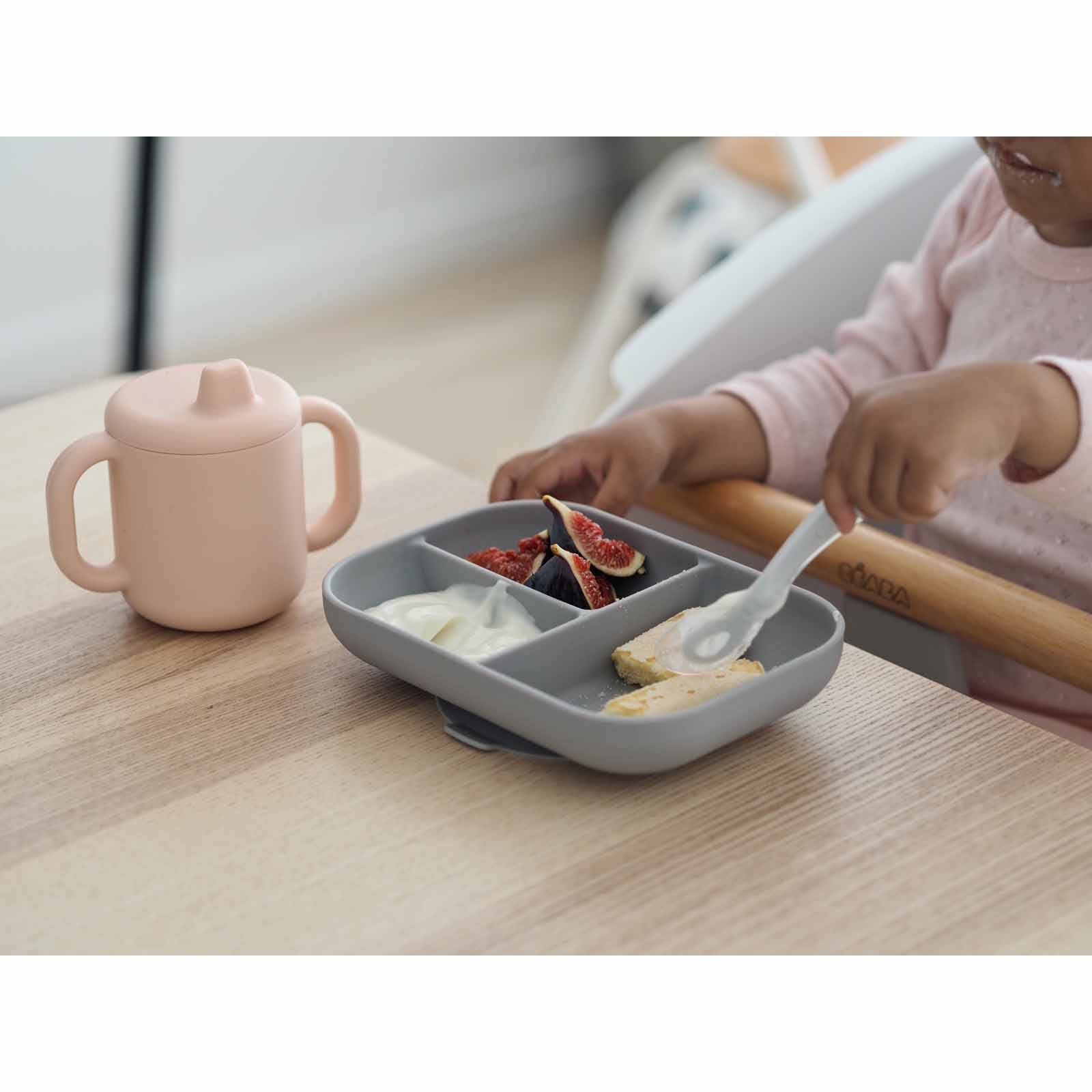 BEABA Learning Set - Pink/grey (online) SILICONE-image 2