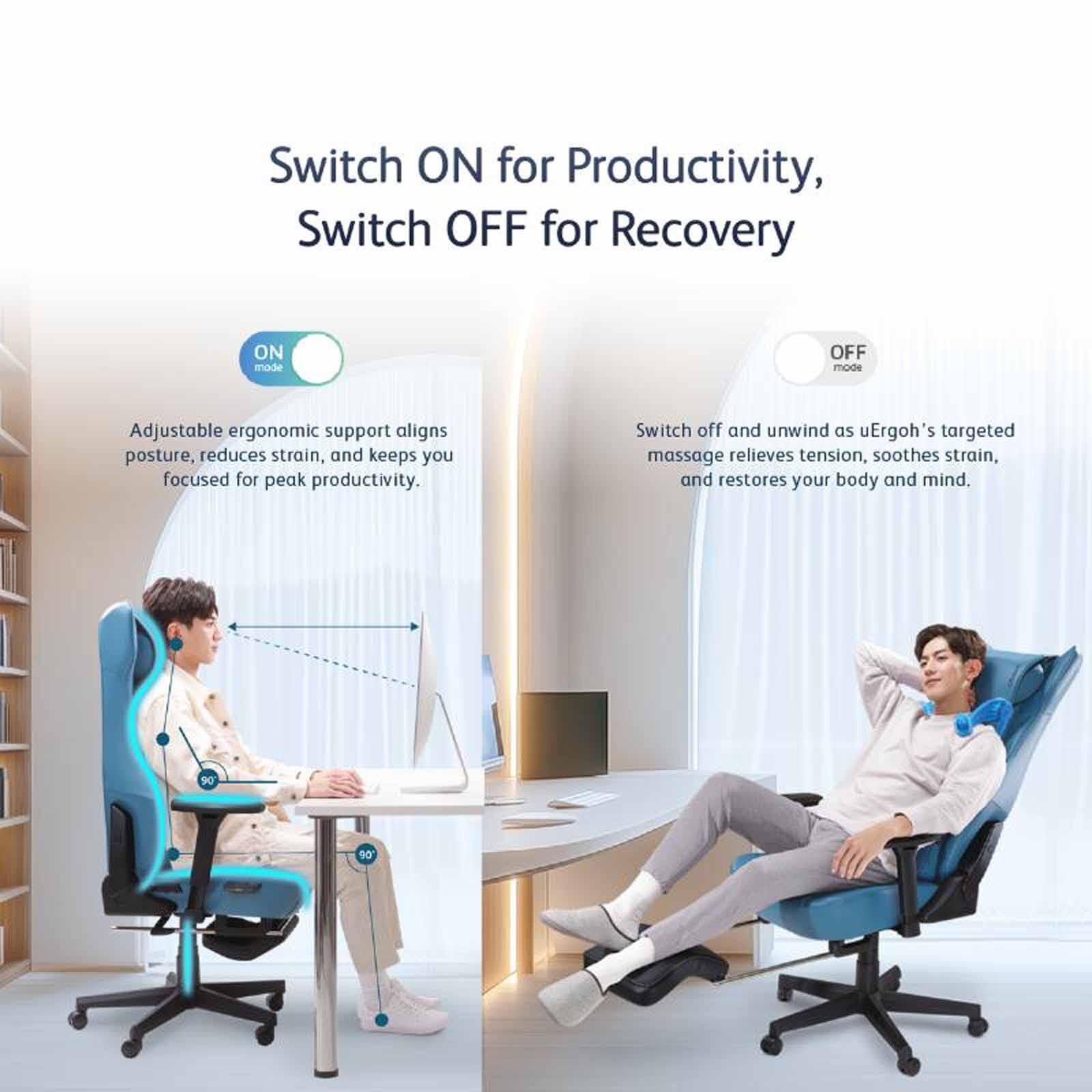 OSIM Uergoh (latte) World 1st Ergonimic Chair With Massage + Uphoria Sync Leg Massager OS8245L+ OS3233-image 3