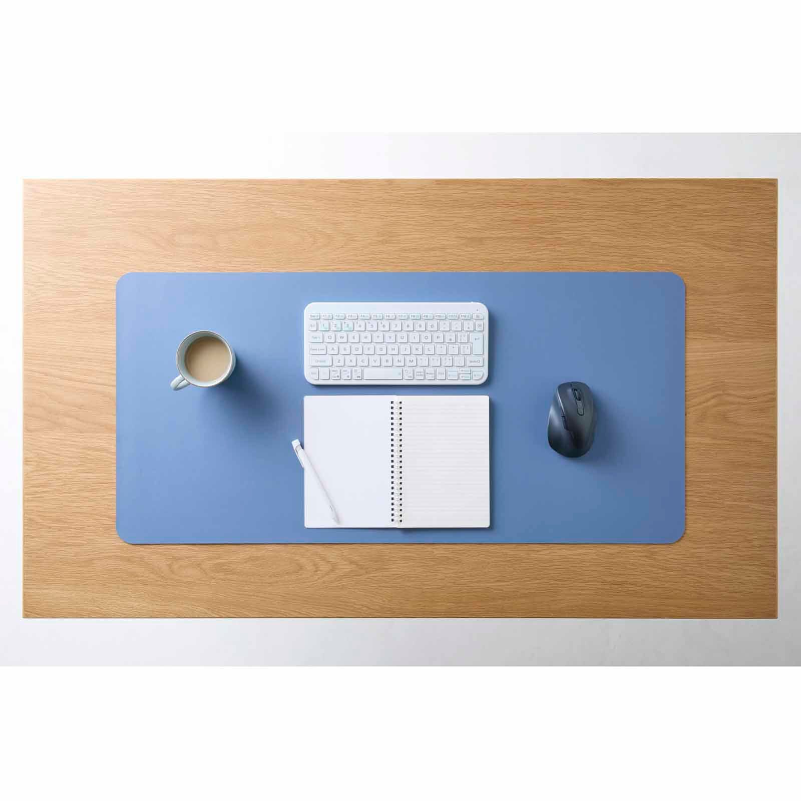 ELECOM Soft Leather Large Desk Mat Blue MP-DM04LBU-image 3
