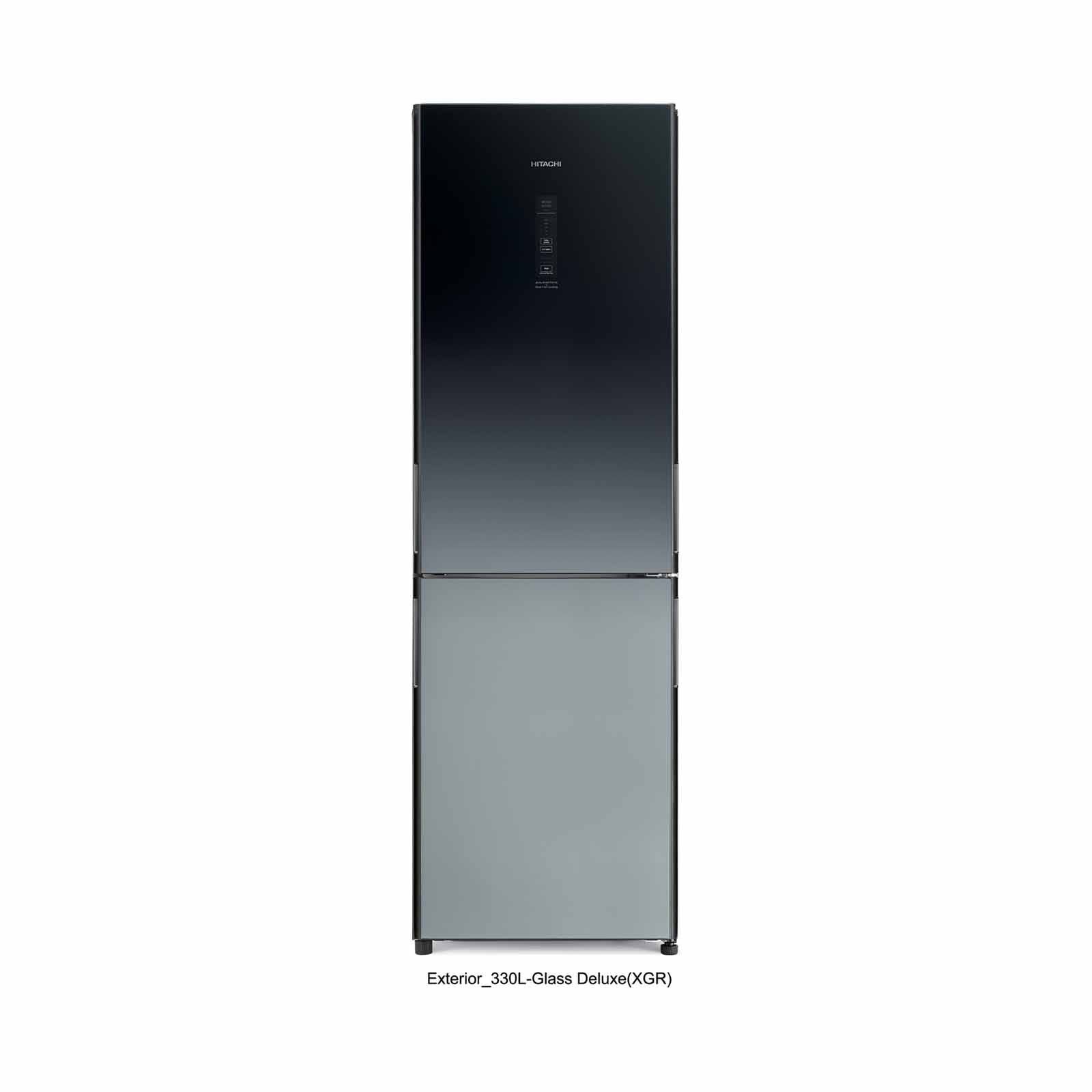 HITACHI Bottom Mount Fridge (330l) Glass Gradation Gray R-BG415P6MSX-5-XGR