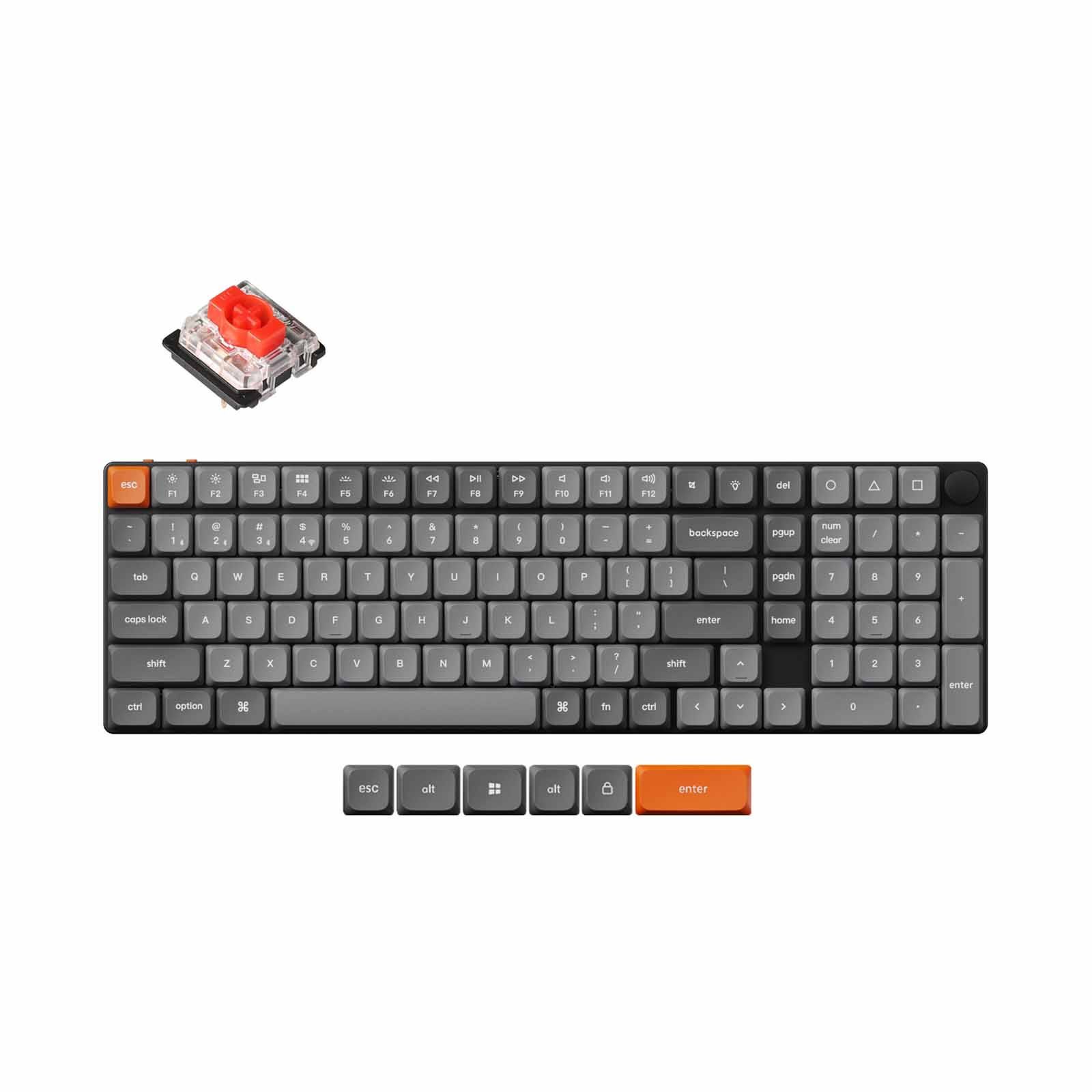 KEYCHRON K17 Max Qmk Wireless Custom Mechanical Keyboard, 96% 100 Key, Knob, Red Switch, Rgb Backlight, Hot-s KYCN-K17M-H1-image 1