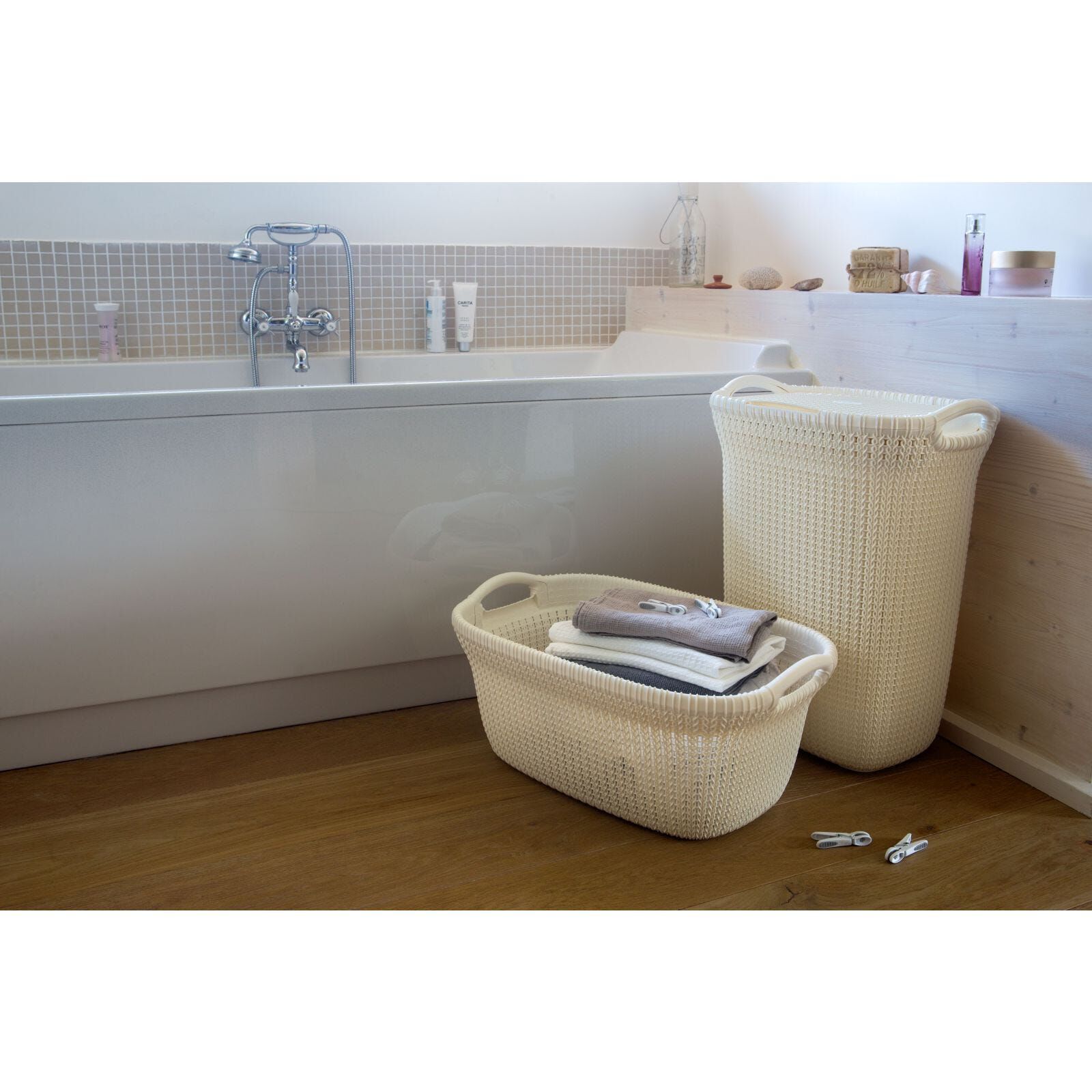 CURVER Knit Laundry Basket 40l Oasis White D-CV-75-1393-image 2
