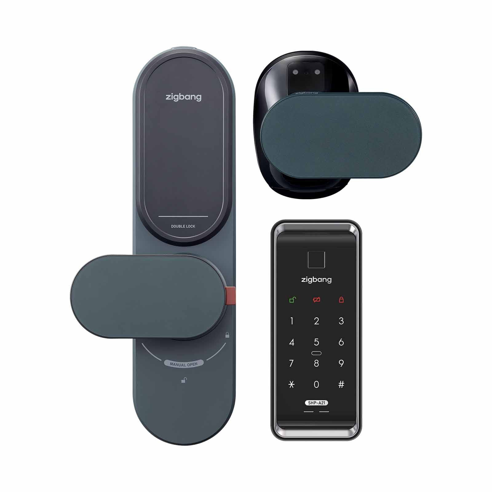 ZIGBANG Shp-a21 Digital Gate Lock + Zd-r70 (aqua) Passwordless Ai Door Lock Bundle SHP-A21 + ZD-R70 (AQUA)-image 1
