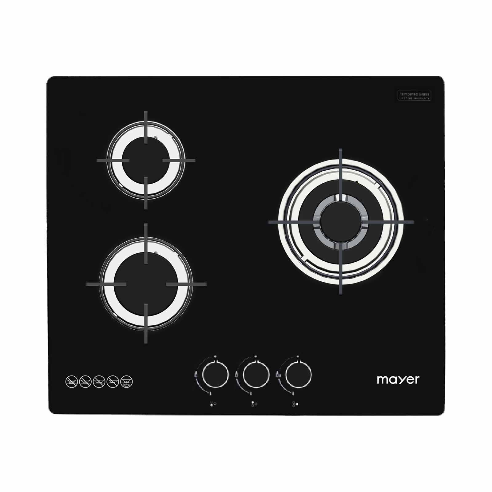 MAYER 60cm 3 Burner Glass Gas Hob (exclude Installation) MMGH633HI-image 4