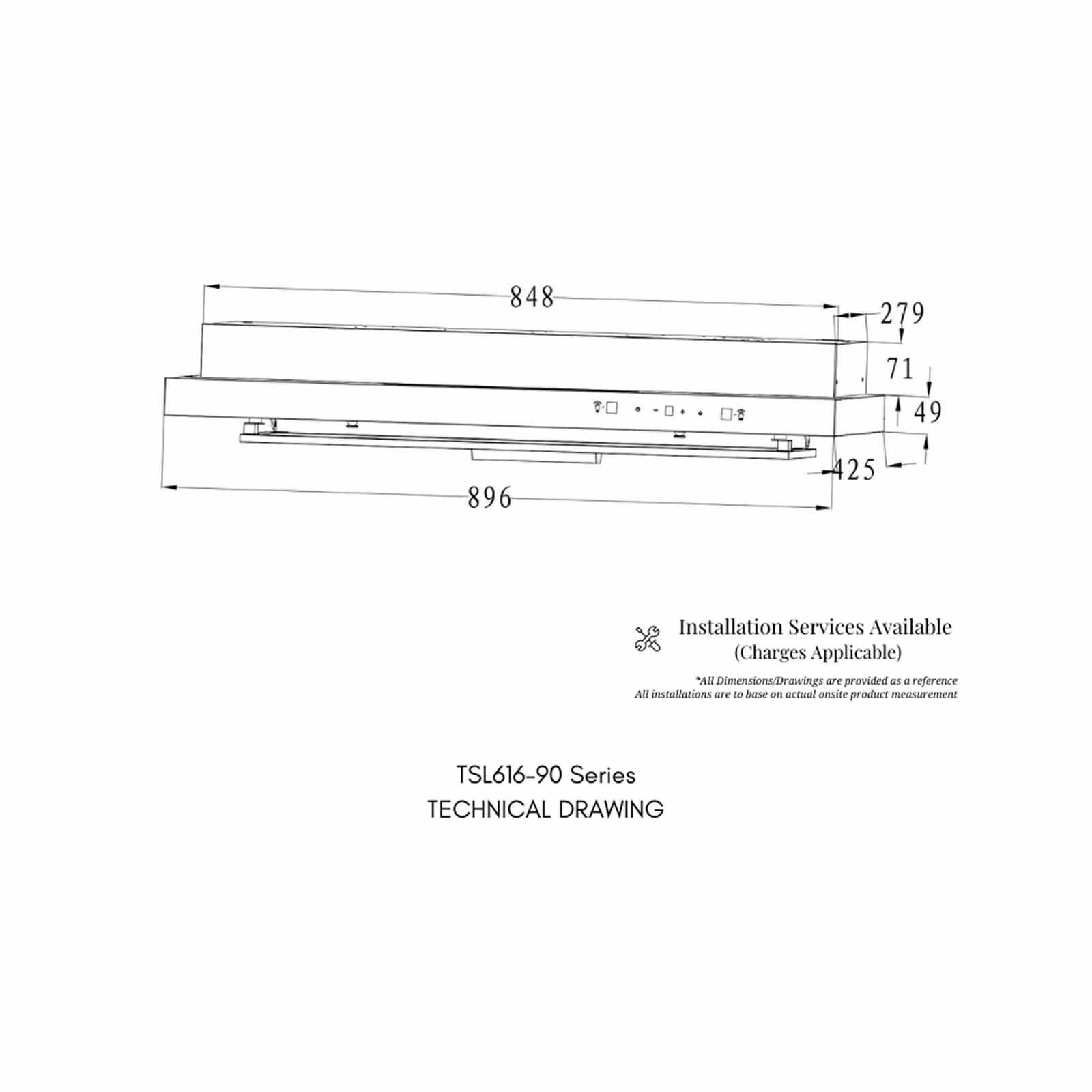 TURBO 90cm Slim Range Hood (exclude Installation) TSL616-90BK-image 3