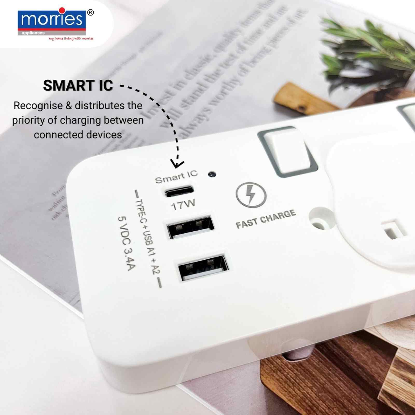 MORRIES 5 Way (3m) Extension Cord MS5W2U1C/3M-image 3