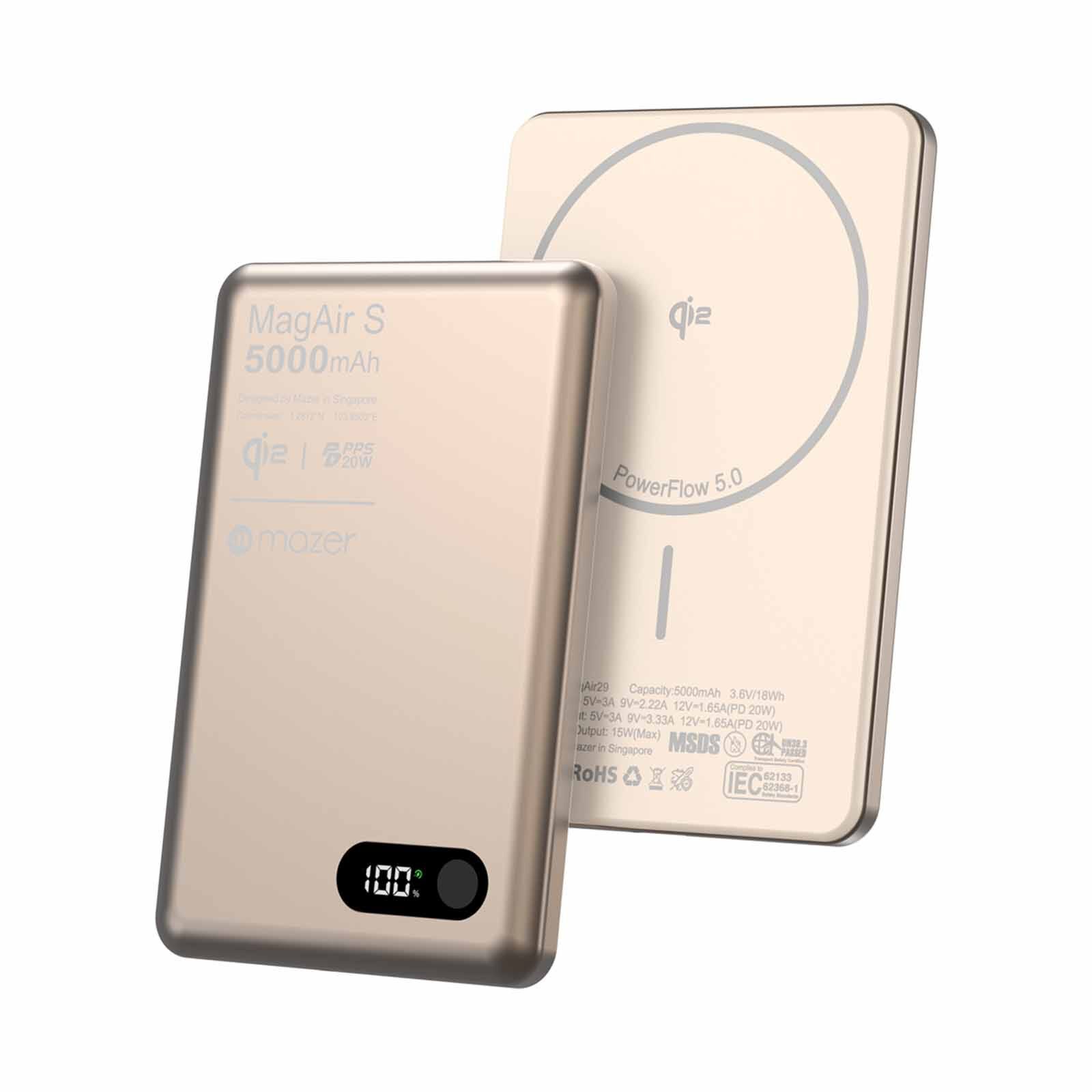 MAZER Qi2 Certified 15w 5000mah Pd20w Ultra Thin Power Bank - Desert Titanium M-MAGAIR29-DT-image 1