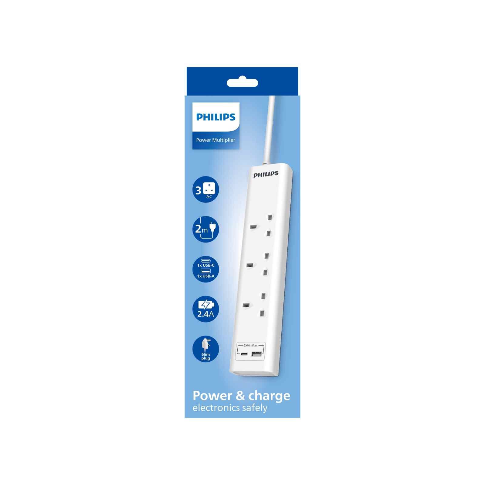 PHILIPS 3 Gang 13a Unswitched Portable Socket Outlet With Type A / C CHP4131WA/69-image 6