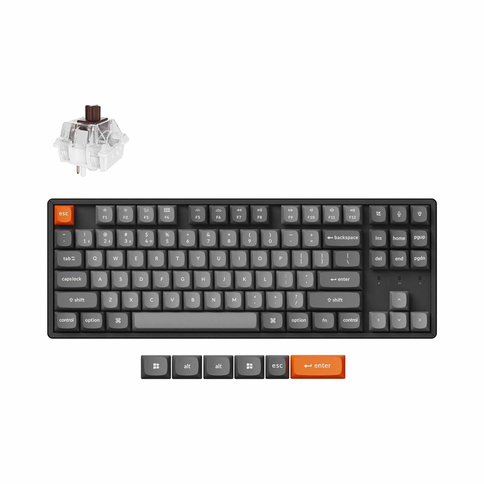 KEYCHRON K8 Max Tenkeyless Wireless Mechanical Keyboard, 80% Tkl 87 Key, Black Full Assembled, Brown Switch, KYCN-K8M-J3