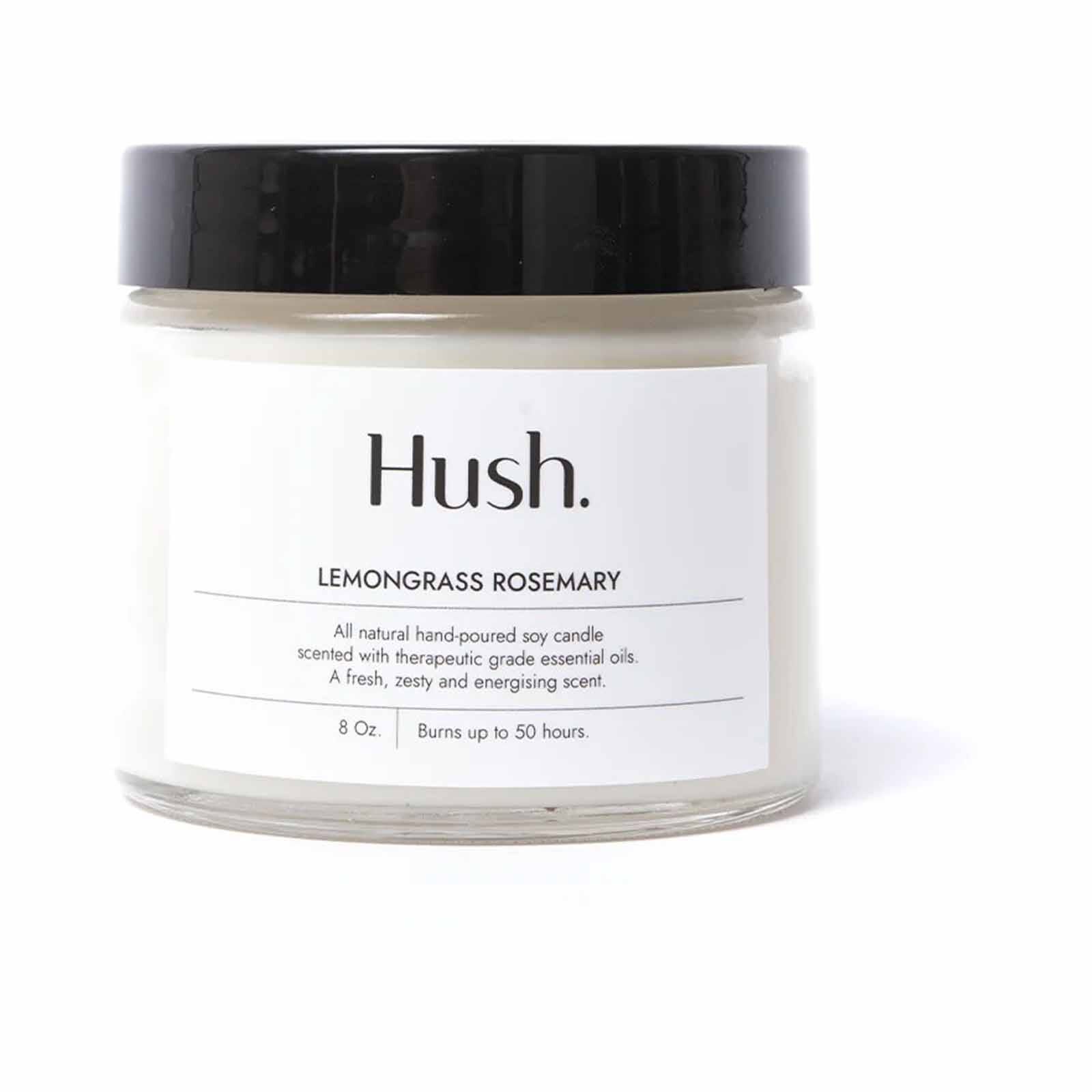 HUSH CANDL Candle - 8oz LEMONGRASS ROSEMARY