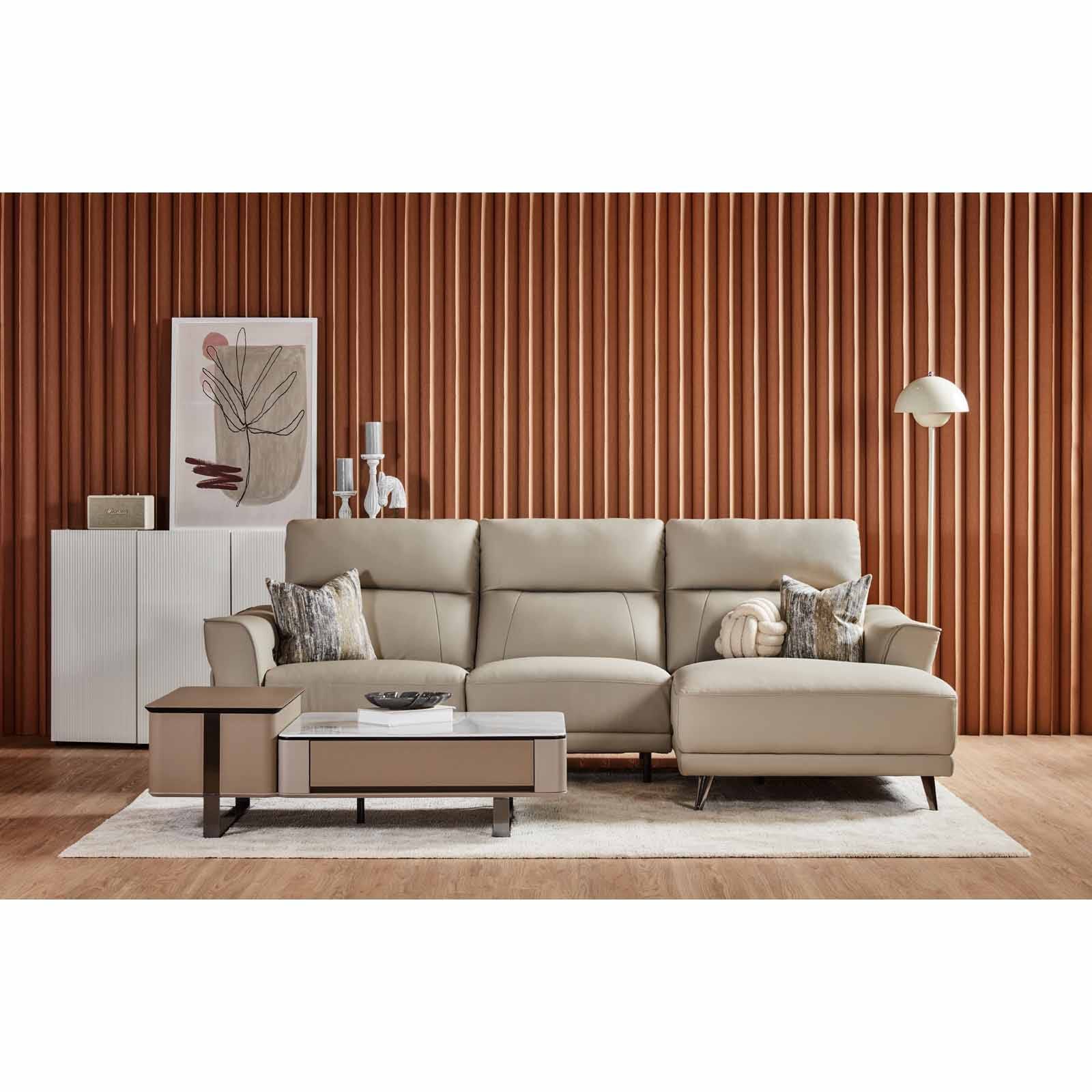 GERBRSI L Shaped Recliner (hl) Left Cat A Grey Half Leather Sofa FAYE
