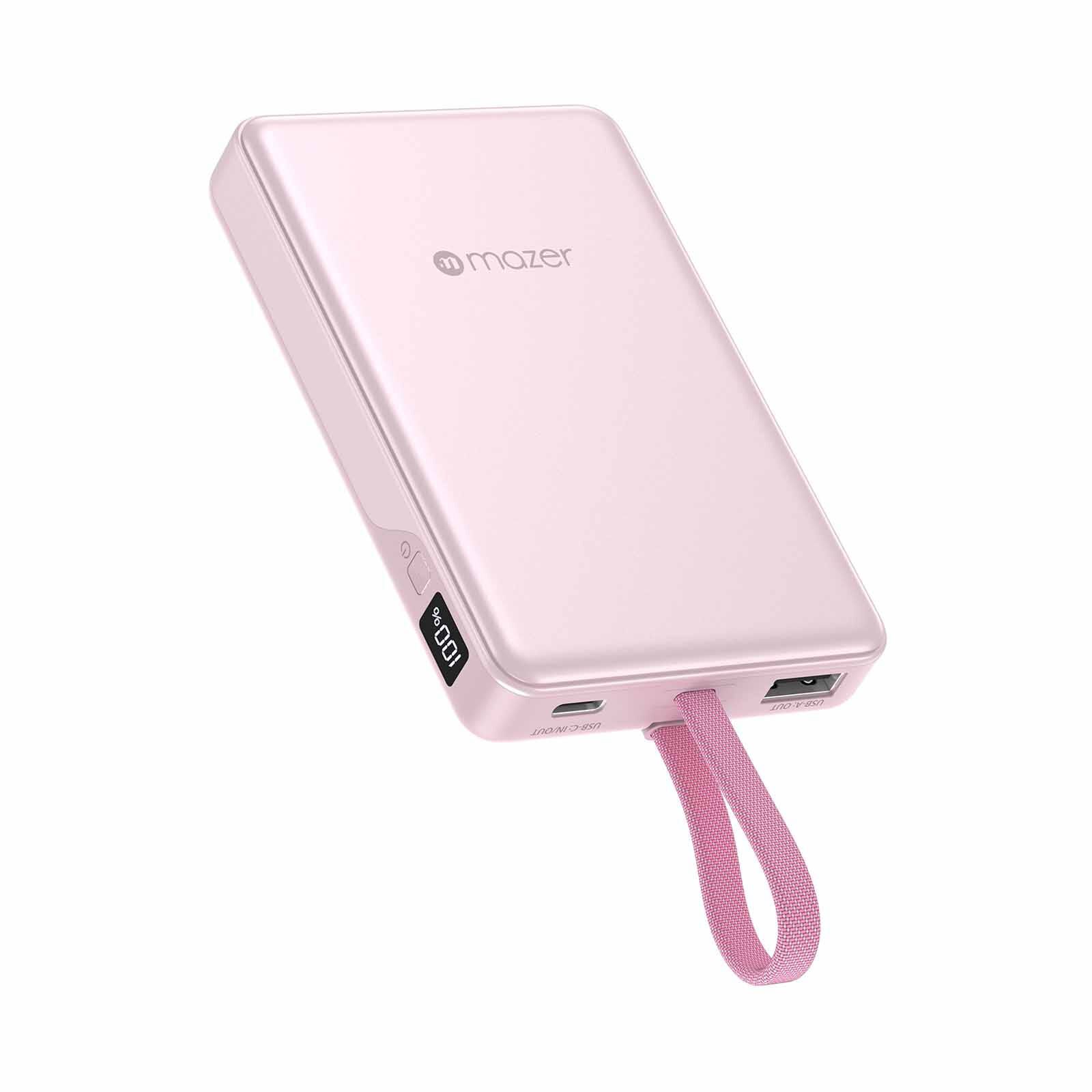 MAZER Powercharge Link 10000mah Pd35w With Built-in C-cable Powerbank - Pink M-PC35L10V3-PK-image 1