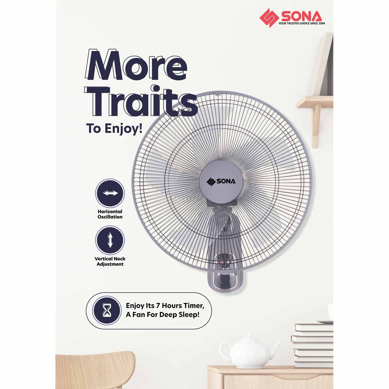 SONA 16 In Dc Wall Fan With Remote Control SFW9518DC-image 2