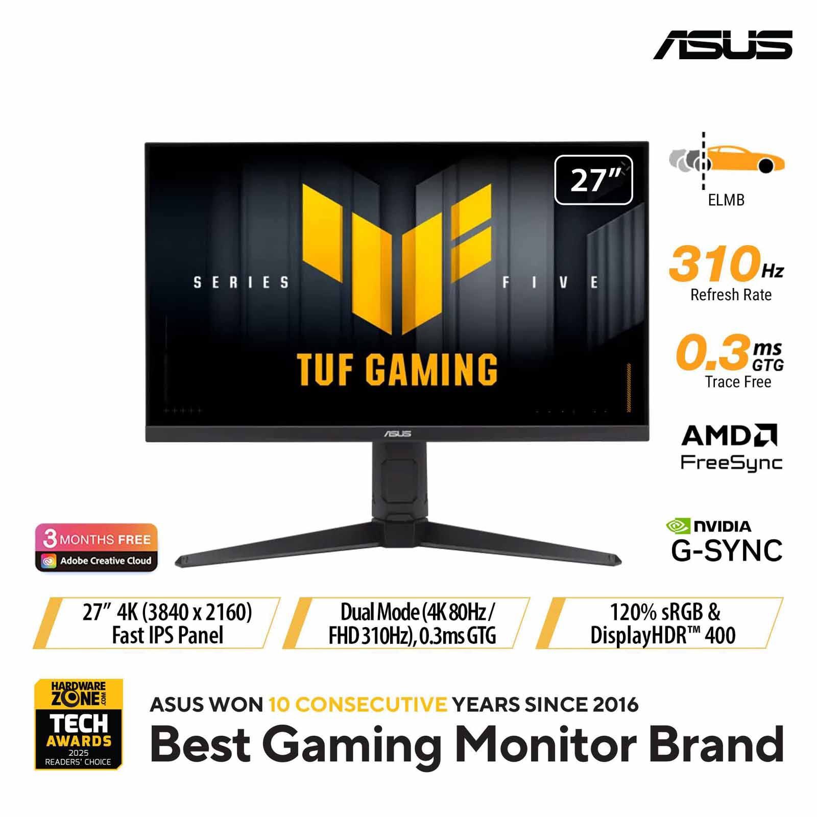 ASUS 27in Tuf Gaming 4k 75hz Gaming Monitor VG27UQEL5A-image 1