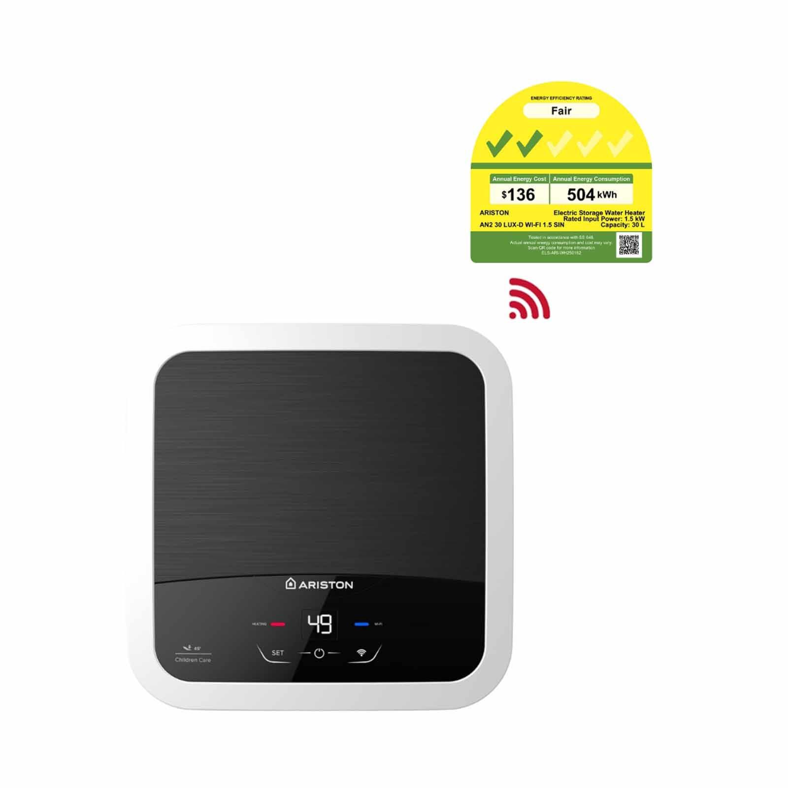 ARISTON 30l Wifi Storage Water Heater (copper Heating Element) AN2 30 LUX-D WI-FI 1.5 SIN