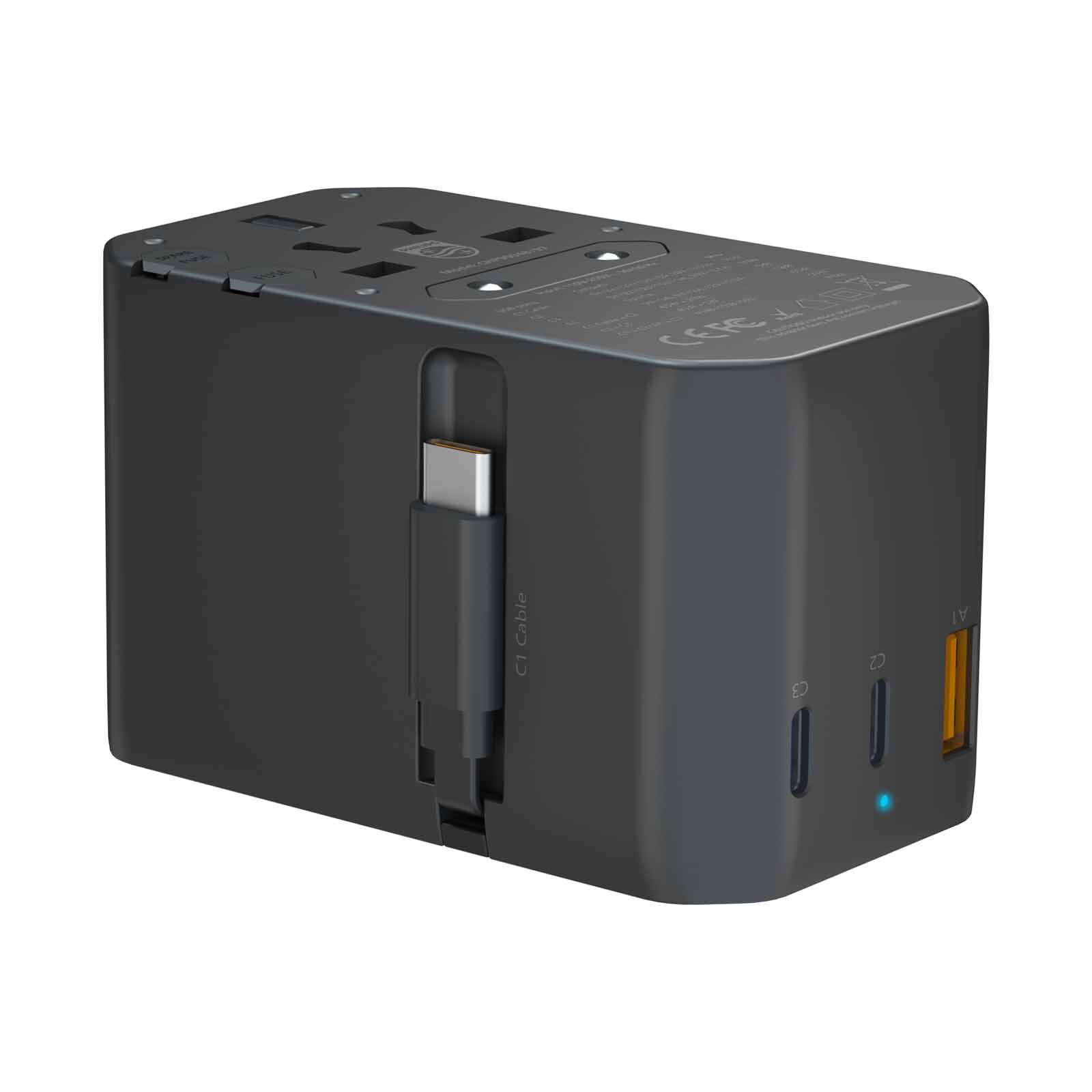 PHILIPS 70w Travel Adapter With Retractable Usb C Cable CHP9004B/97-image 2