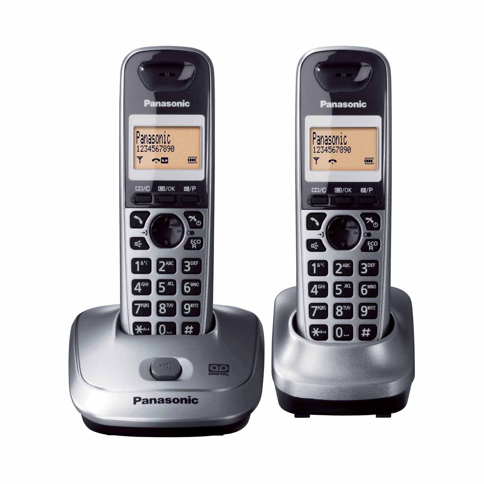 PANASONIC Twin Dect Phone Handfree Speaker Phone KX-TG2512CXM - (METALLIC GRAY)-image 1