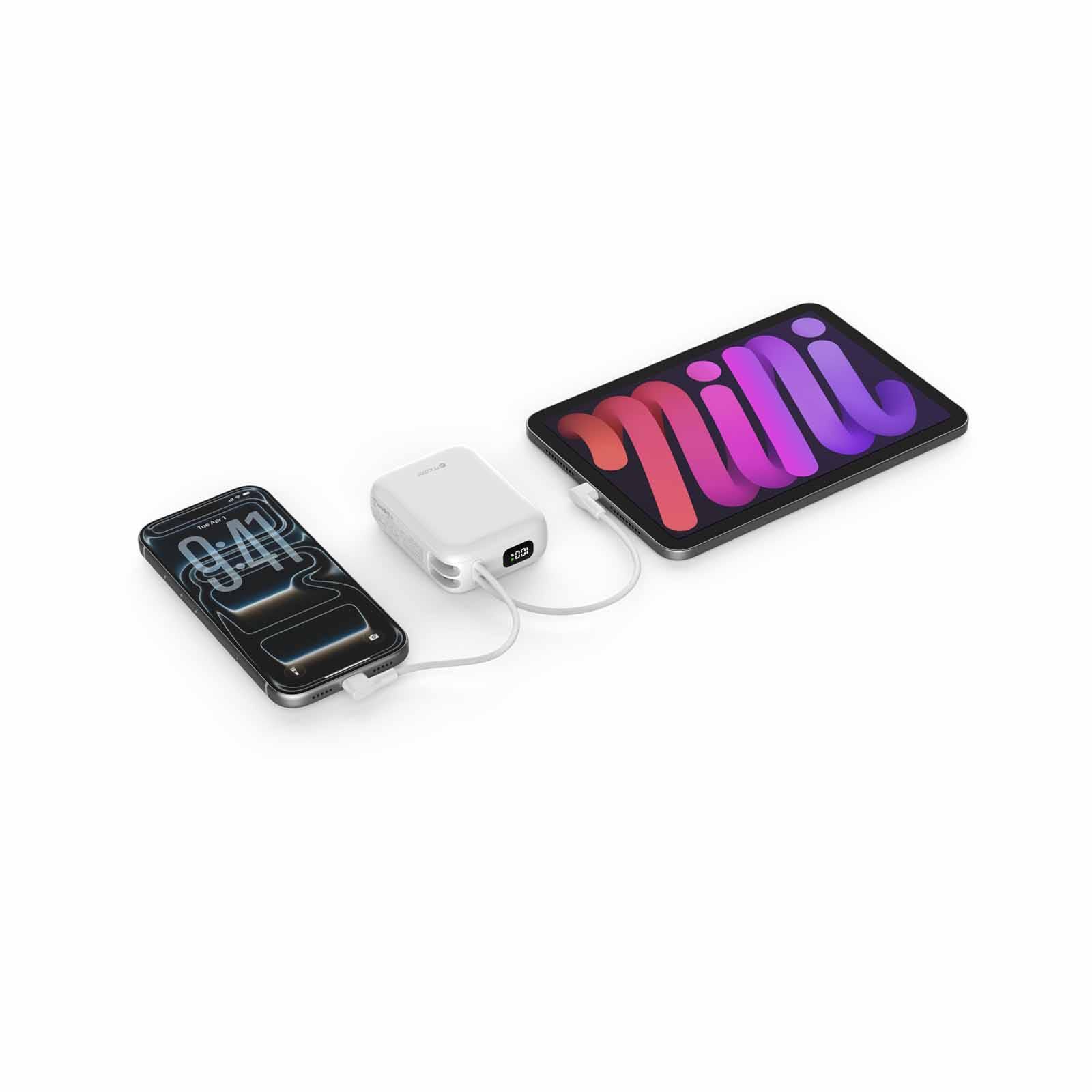 MAZER Powercharge Nano Duo 10,000mah Pd35w With Built-in C-cable X2 Powerbank - White M-PC35CC-WH-image 7