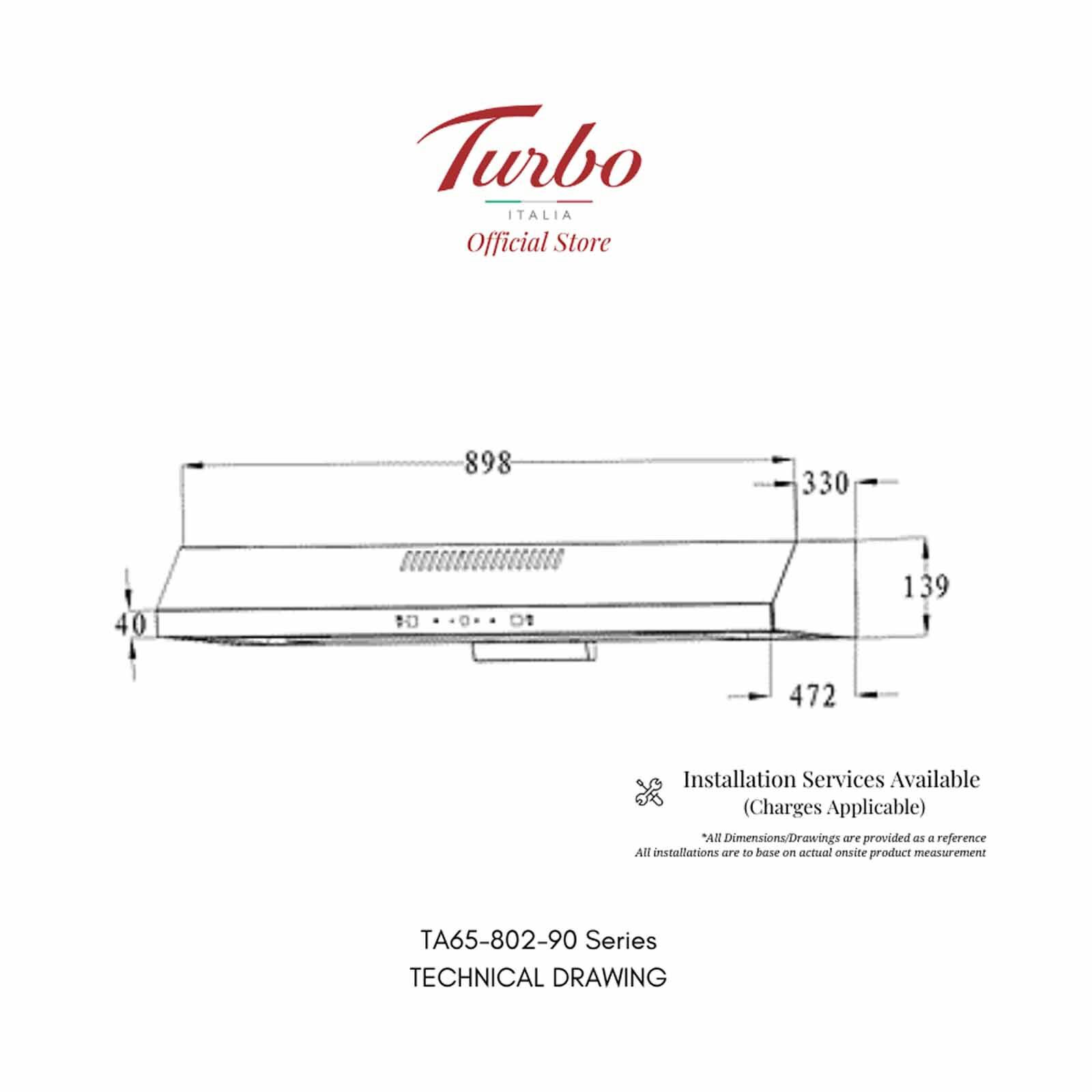 TURBO 90cm Range Hood - Gun Metal (exclude Installation) TA65-802-90GM-image 2