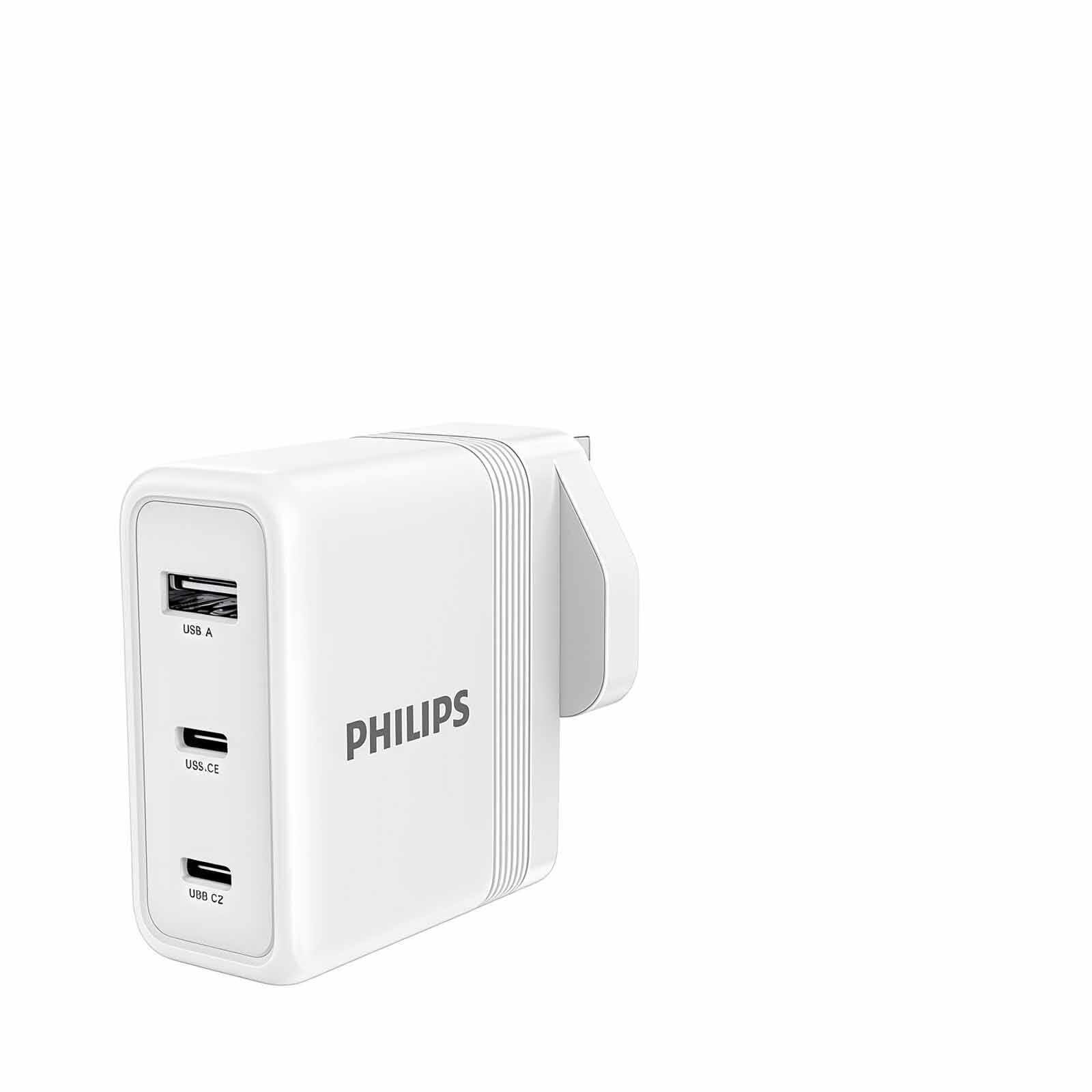 PHILIPS 100w Gan Wall Charger 2 Usb-c + 1 Usb-a White DLP6332CW/05-image 1