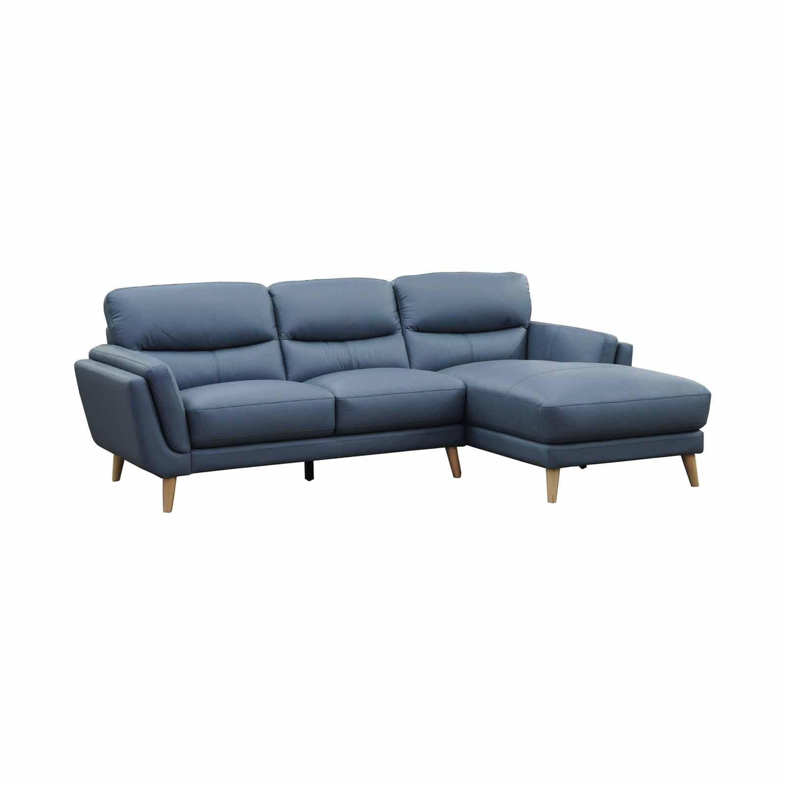 SOLOTTI L Shaped (hl) Right Blue Half Leather Sofa KESSE-image null