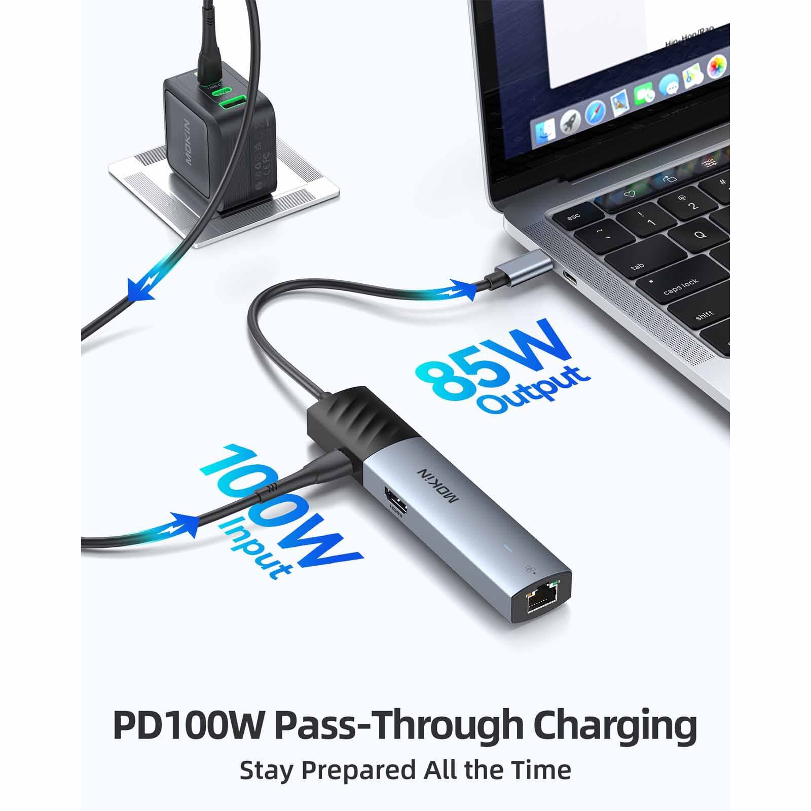 MOKIN 7 In 1 1xhdmi4k/60hz+3*usb-c 3.1+1*usb-a 2.0+1*gigabit Ethernet Rj45+usb-c Pd Charging Hub MK-MOUC6001-image 5