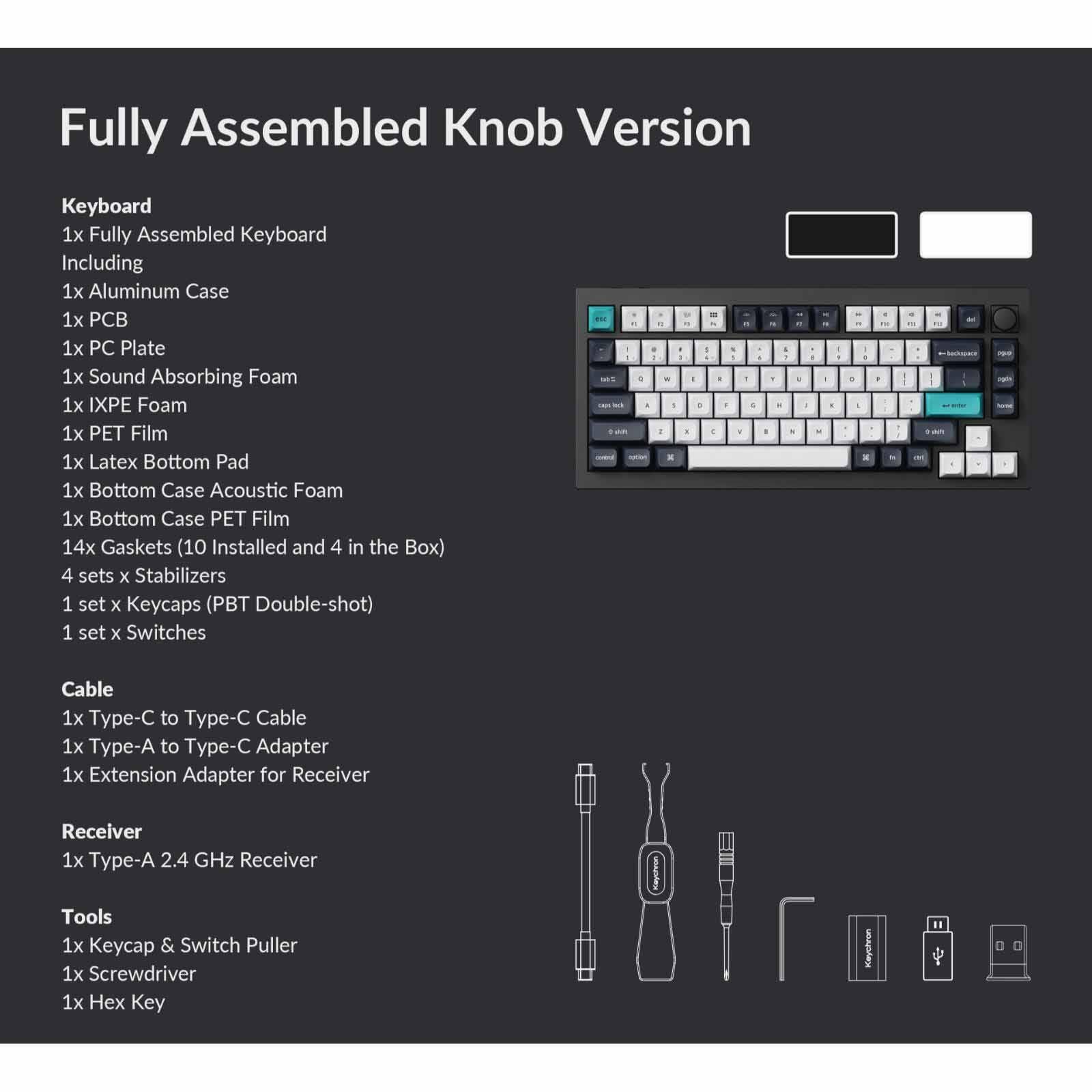 KEYCHRON Keychron Q1 Max 75% 81key, Carbon Black, Knob, Banana Switch, Rgb Hot-swap Gateron Jupiter Switch KYCN-Q1M-M4-image 7