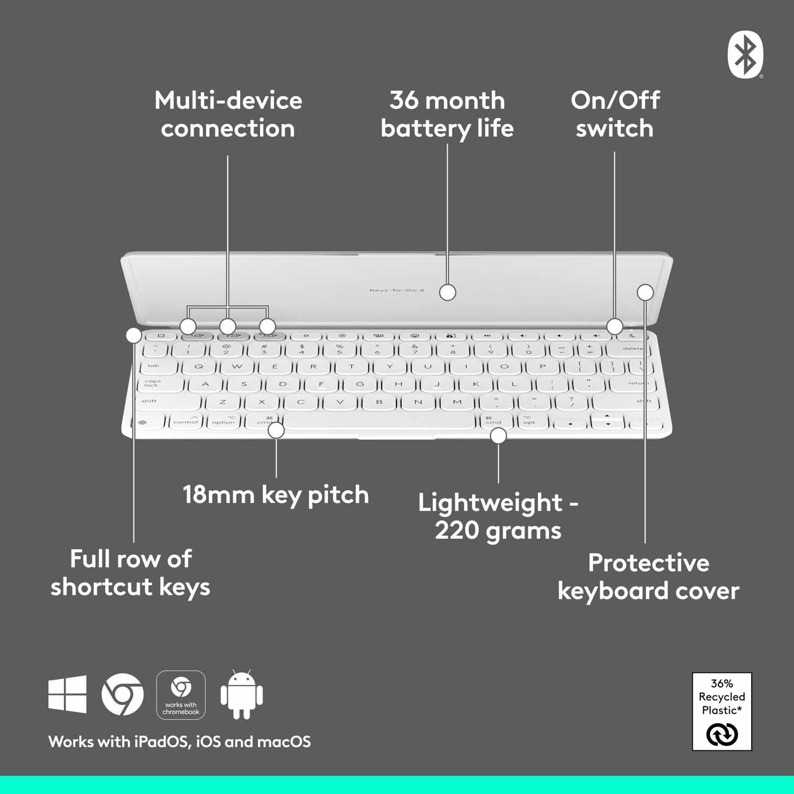 LOGITECH Logi Keys-to-go 2 Bt Kb (apple) Pale Grey (1y) 920-012924-image 8