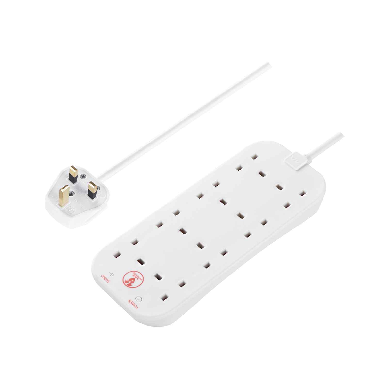 MASTERPLUG 13a 8 Socket Surge 2m Wh SRG82N
