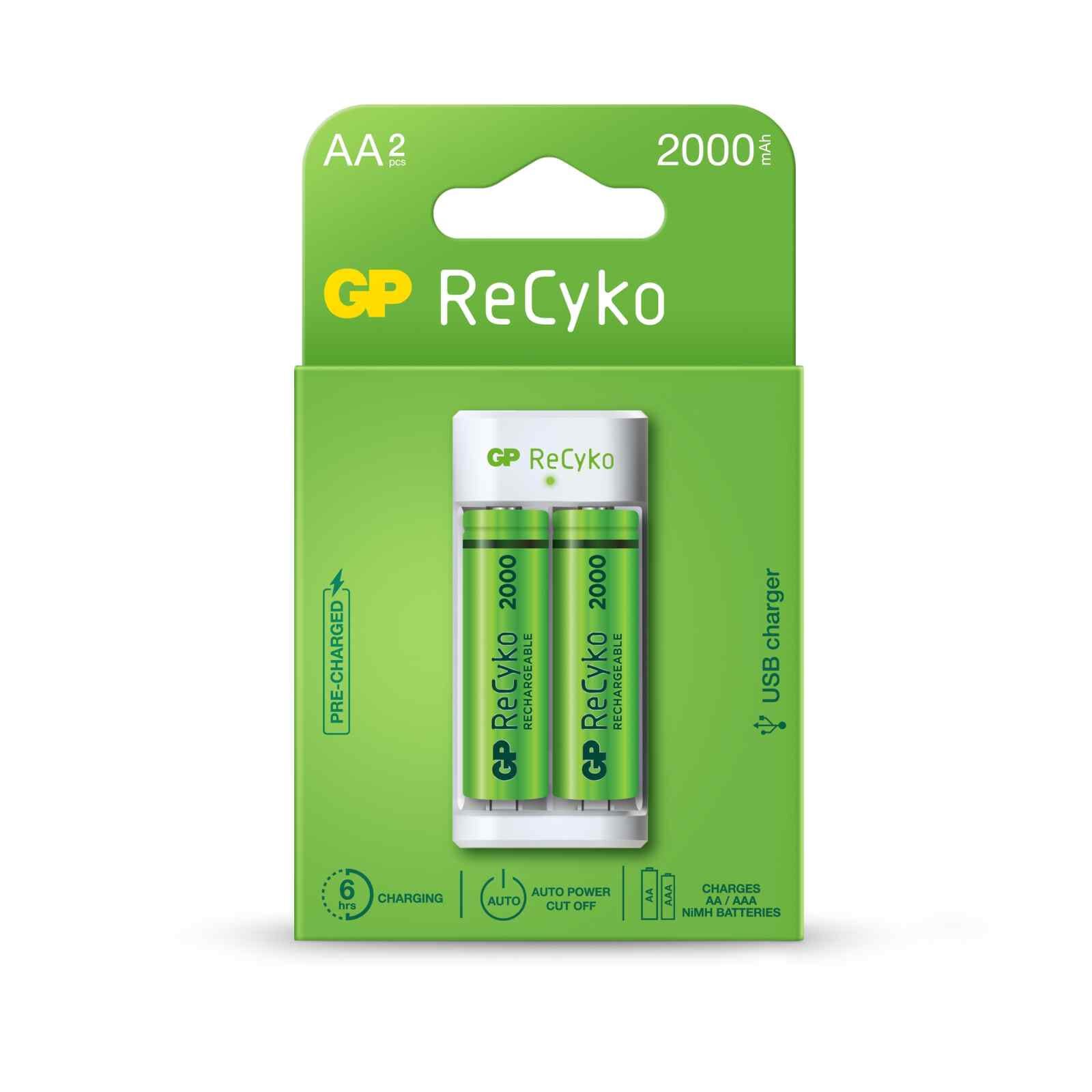 GP Recyko 2-slot E211 Charger (w/2's 2100aa Battery) GPACSE211021-image null
