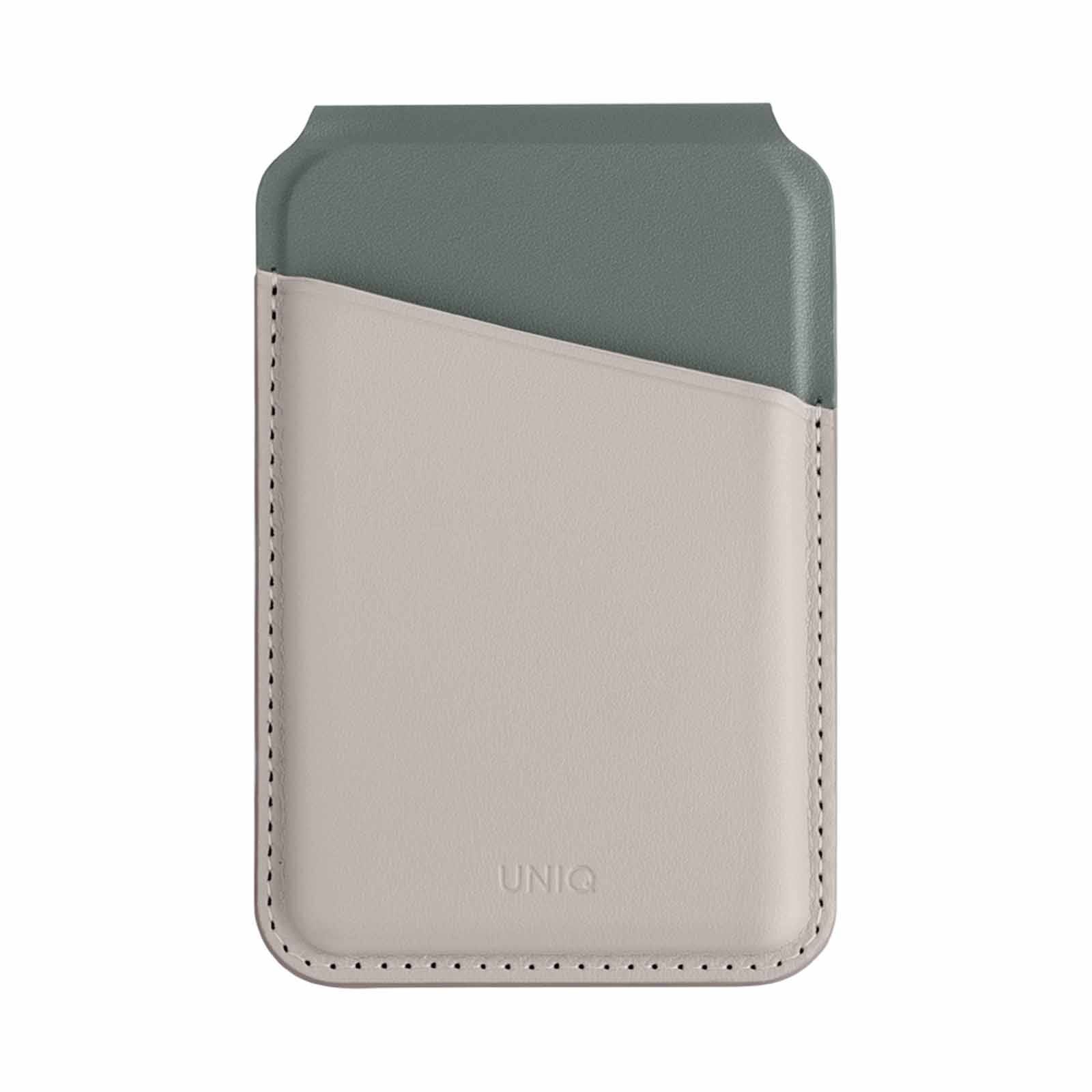 UNIQ Lyden Ds Rfid-blocking Magnetic Card Holder With Stand - Pine (ivory/lichen Green) UNIQ-LYDENDS-IVYLGRN