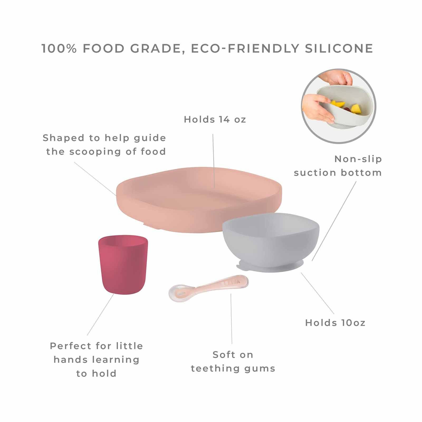BEABA Suction Meal Set - Eucalyptus (online) SILICONE-image 2