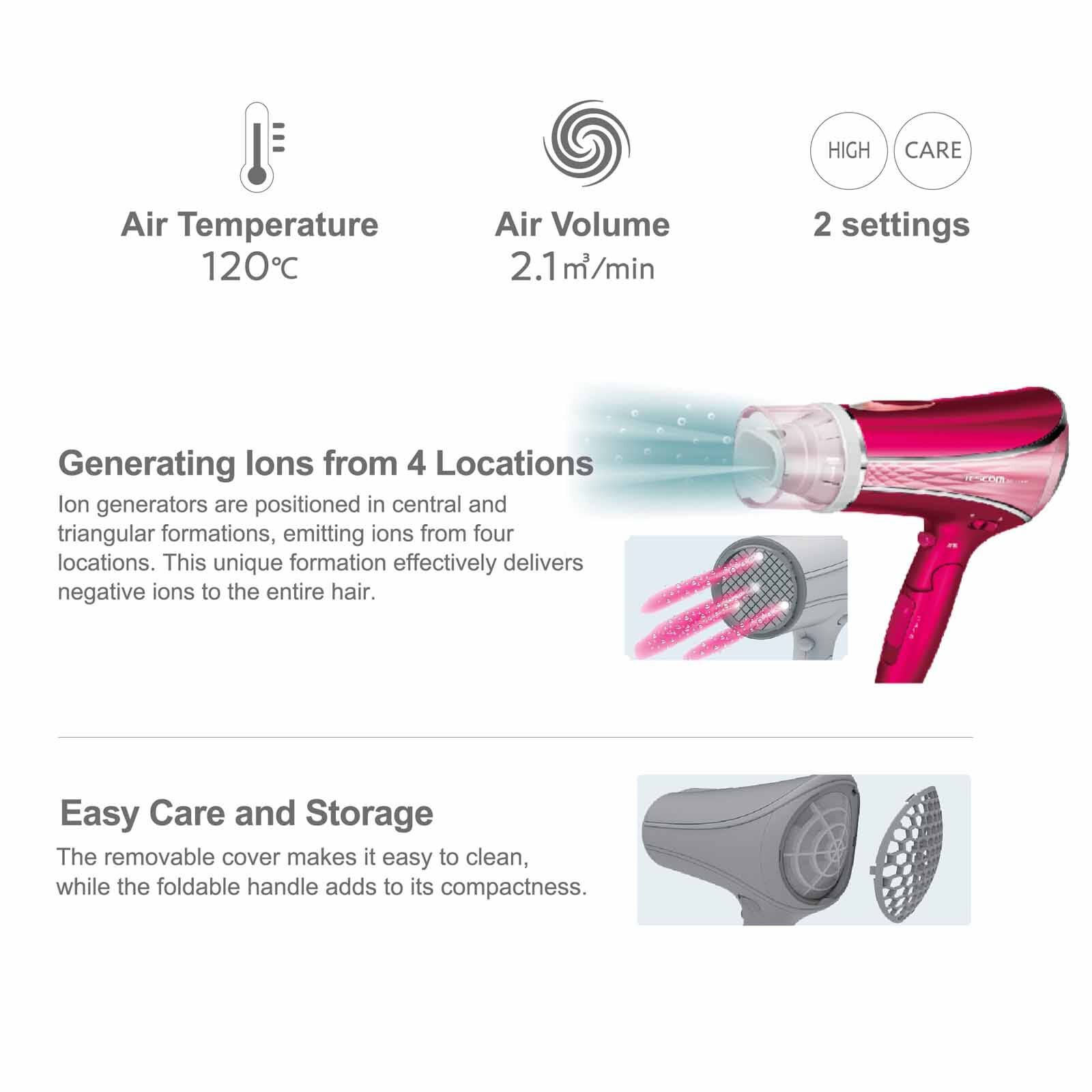 TESCOM Negative Ion Hair Dryer (1500w) TID1100SG-W-image 5