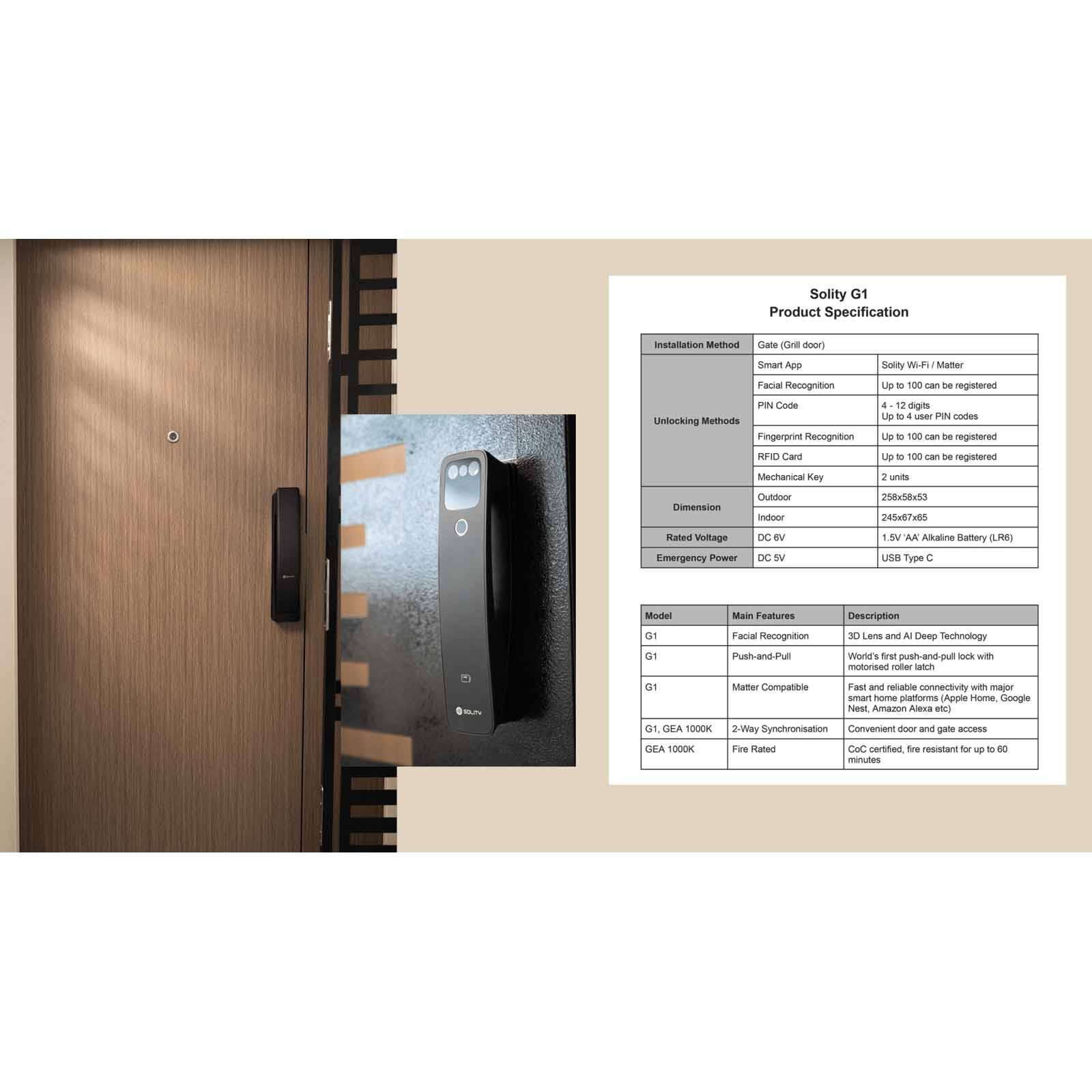SOLITY Facial Recognition Push Pll Gate Lock Bundle G1 BUNDLE-image 7