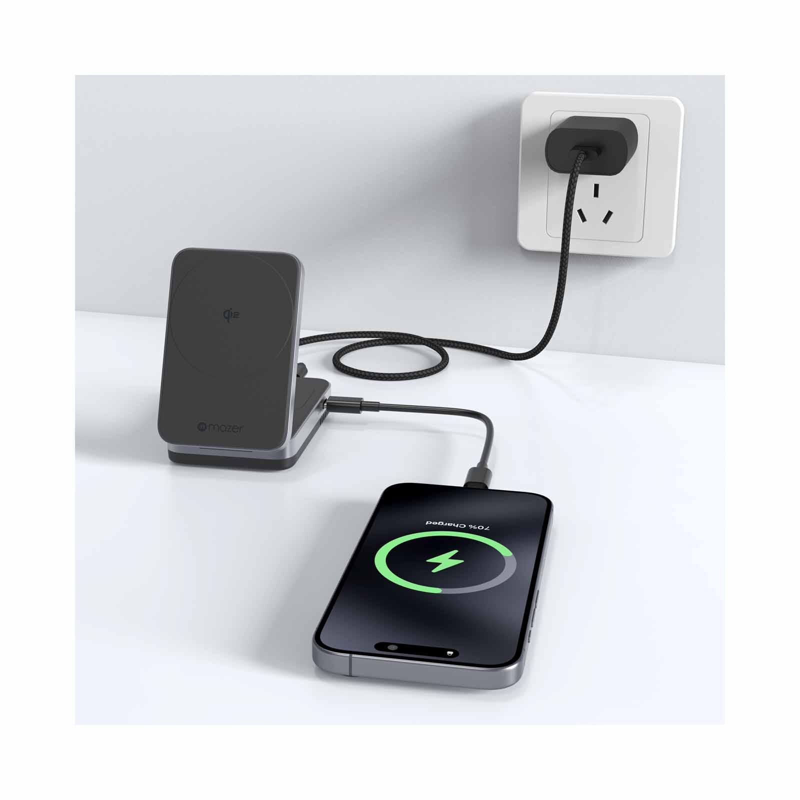MAZER Qi2 Certified 32w Wireless Foldable 2in1+usb-c Pd12w Output Charger - Black M-QI2-MAGFOLD02-BK-image 11