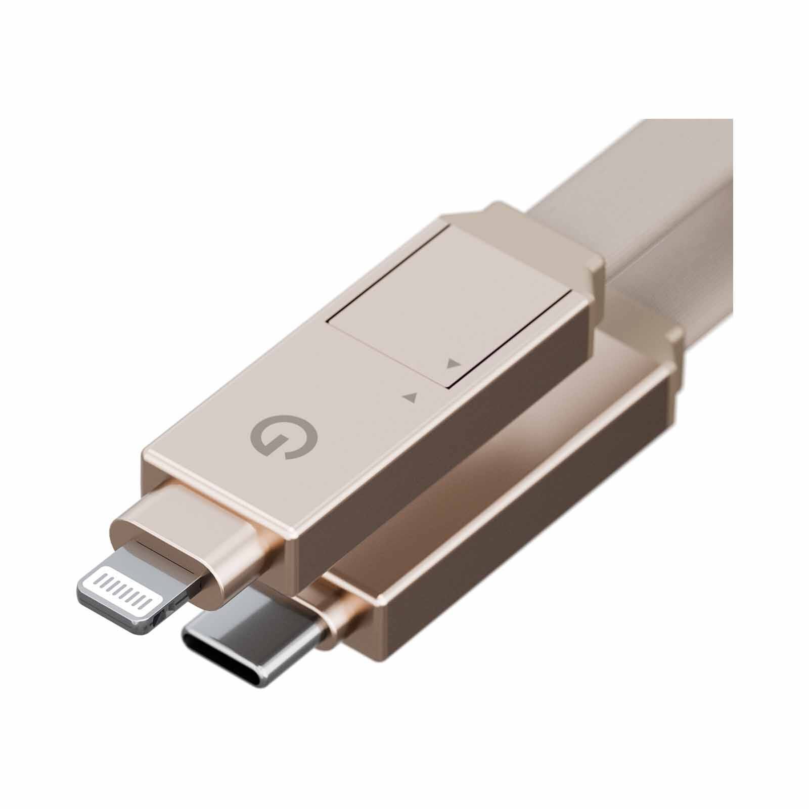 ENERGEA Sheath 2-in-1 C To C + Lightning Cable, 480mbps, 60, 1m -gold CBL-60SHTH-GLD100-image 2