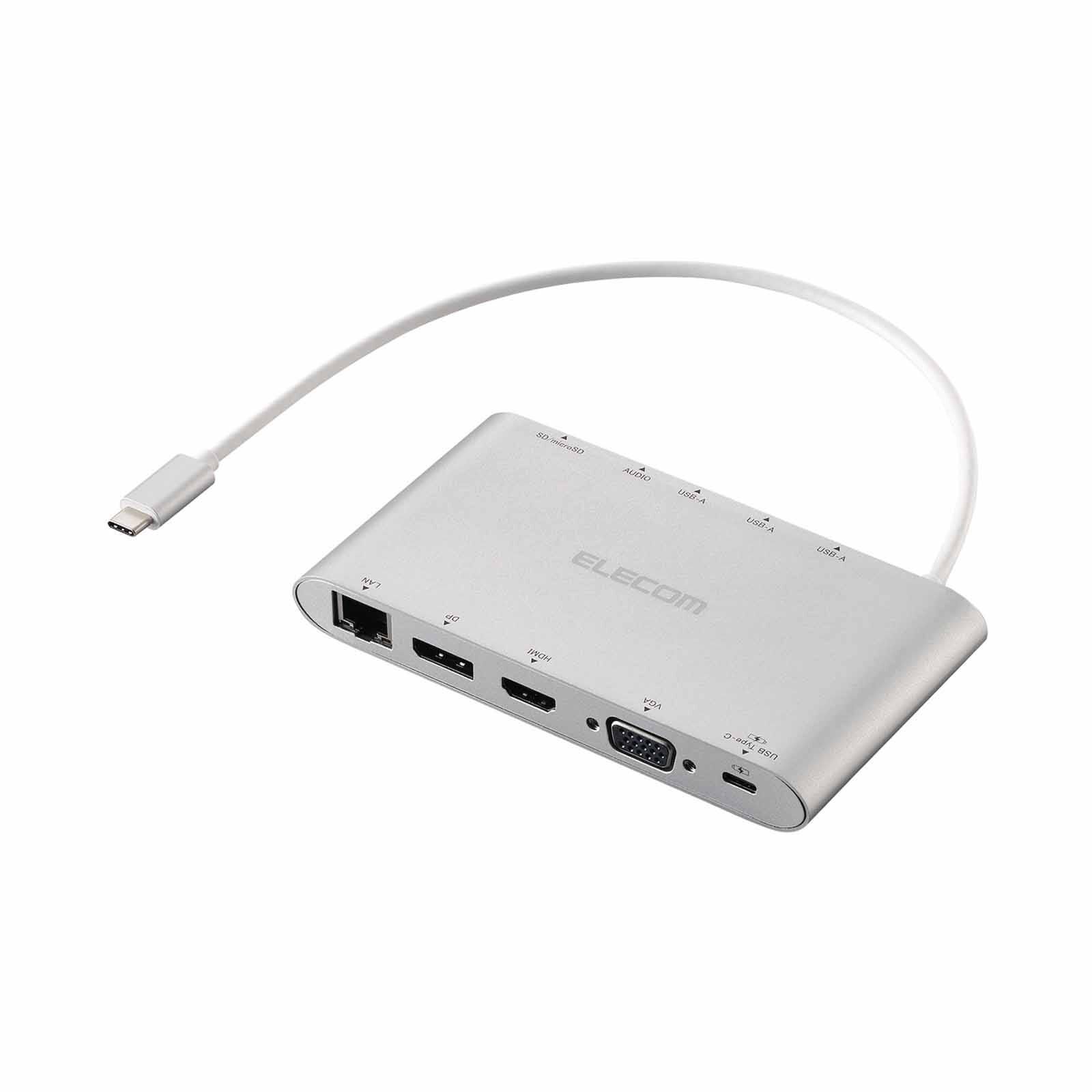 ELECOM 11 In 1 Docking Station Hdmi/dp/vga/3x Usb3.2(gen 1)/lan Port/sd & Micro Sd Pd100w DST-C28SV-image 1